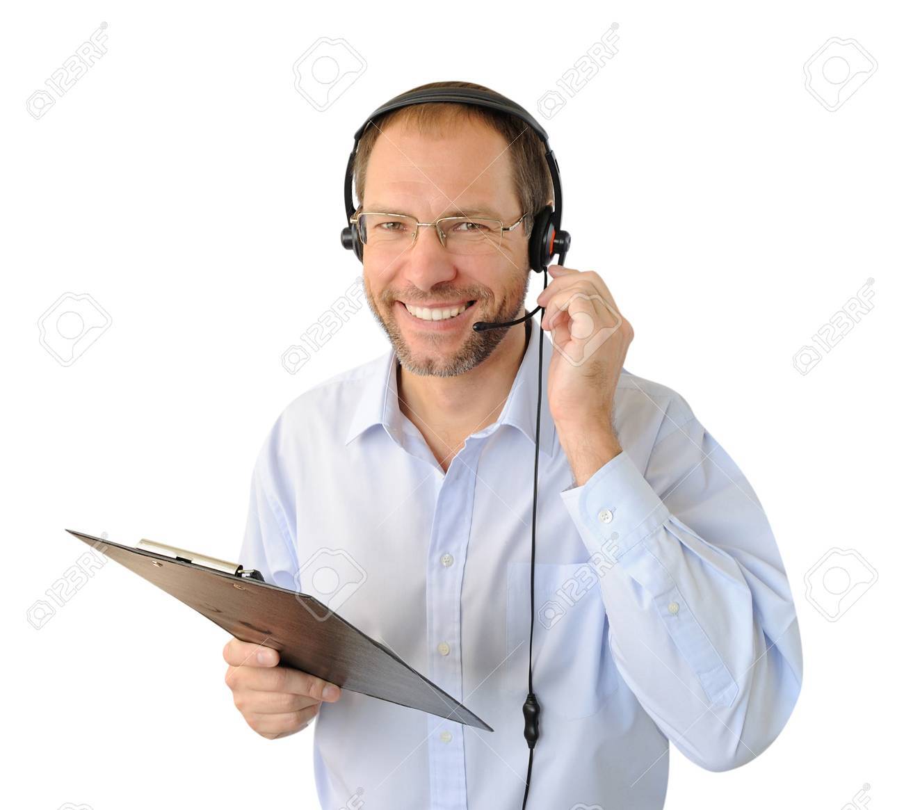 Portrait of phone operator isolated on white background - 16234548 Portrait of phone operator isolated on white background - 16234548