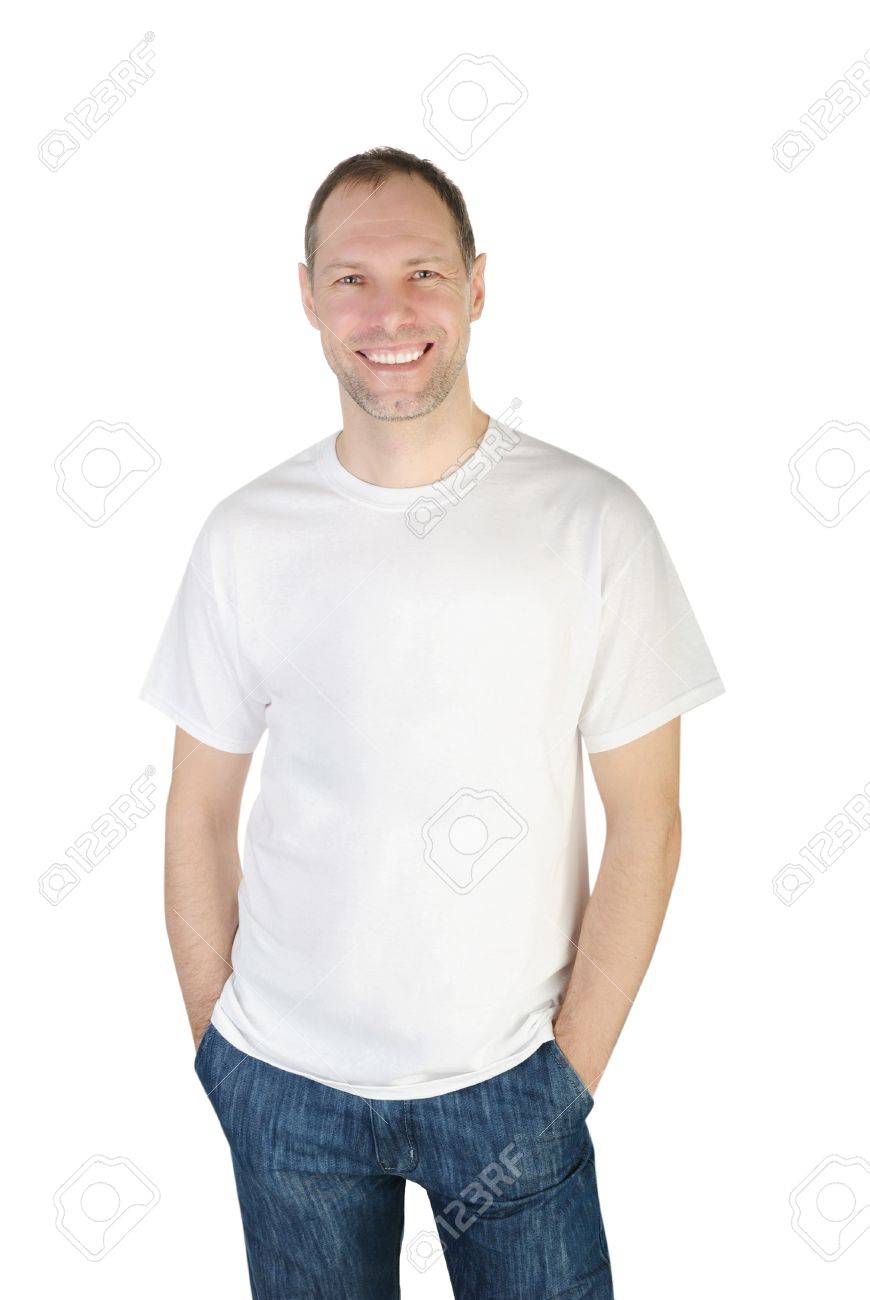 Smiling man in t-shirt isolated on white background - 17797193 Smiling man in t-shirt isolated on white background - 17797193