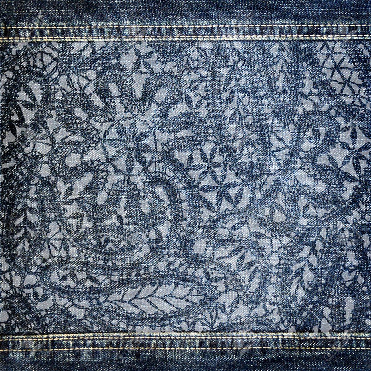 Background denim texture with lace pattern - 17933906 Background denim texture with lace pattern - 17933906