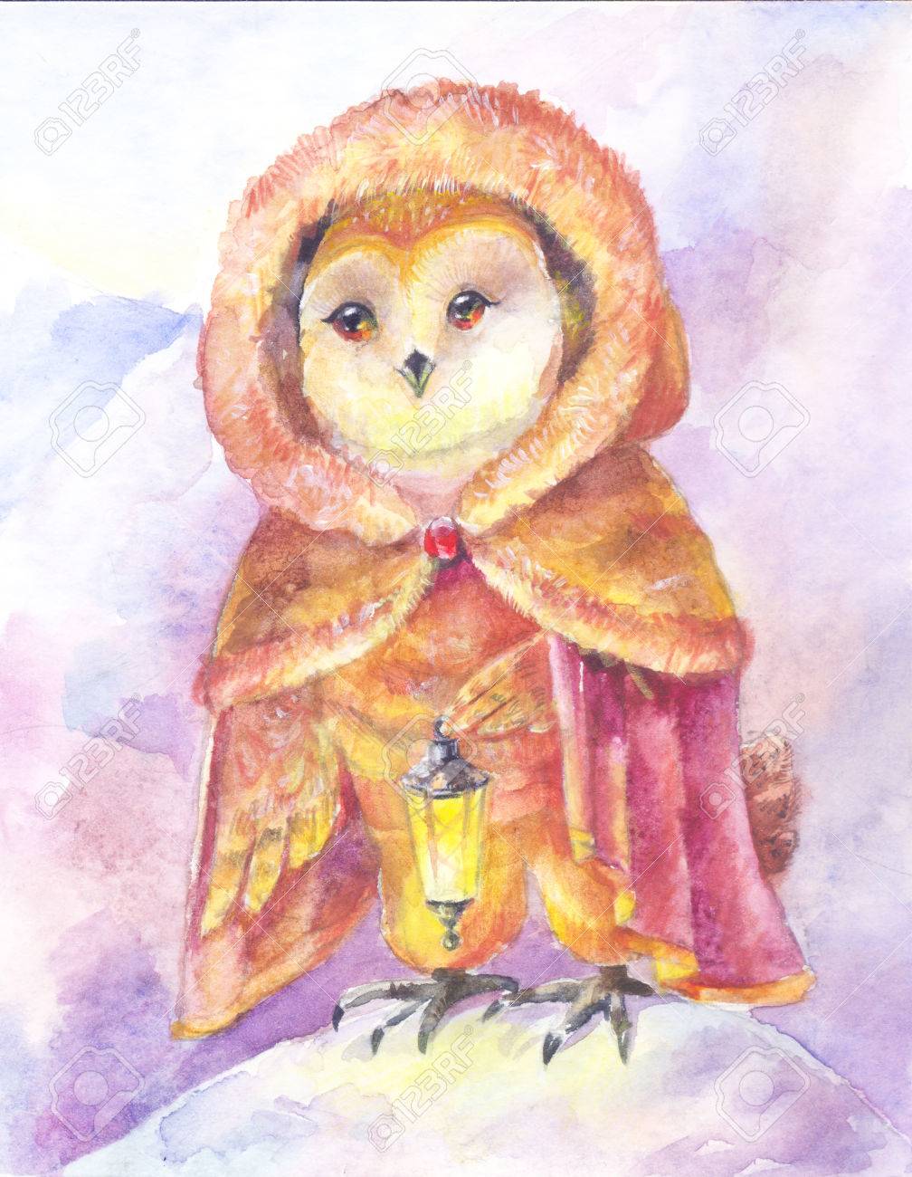 owl with a lamp