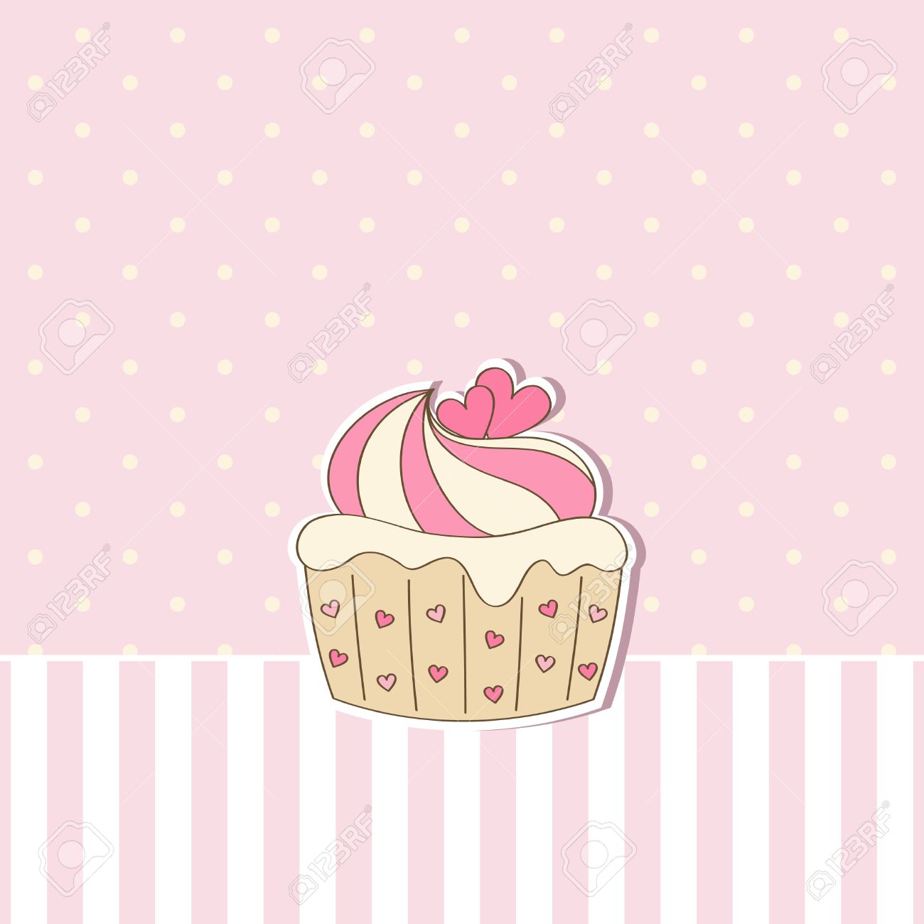 Pink Background With Cupcake Vector Illustration Royalty Free