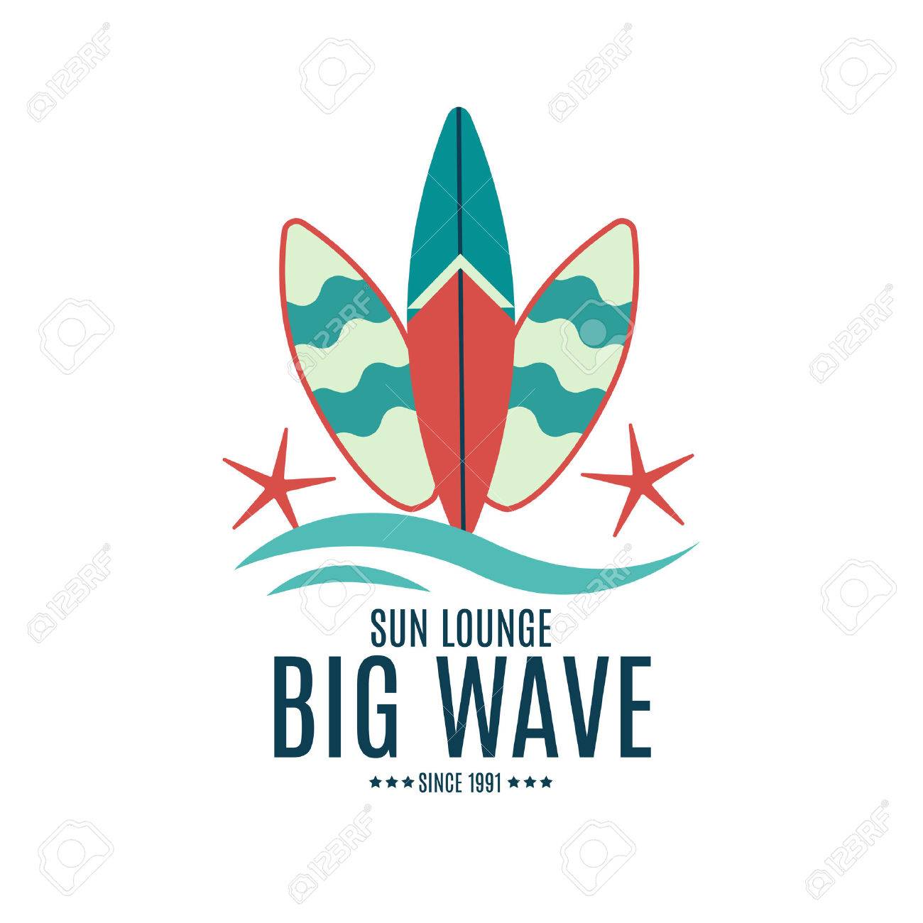 vector retro style surfing labels logos or t shirt graphic design