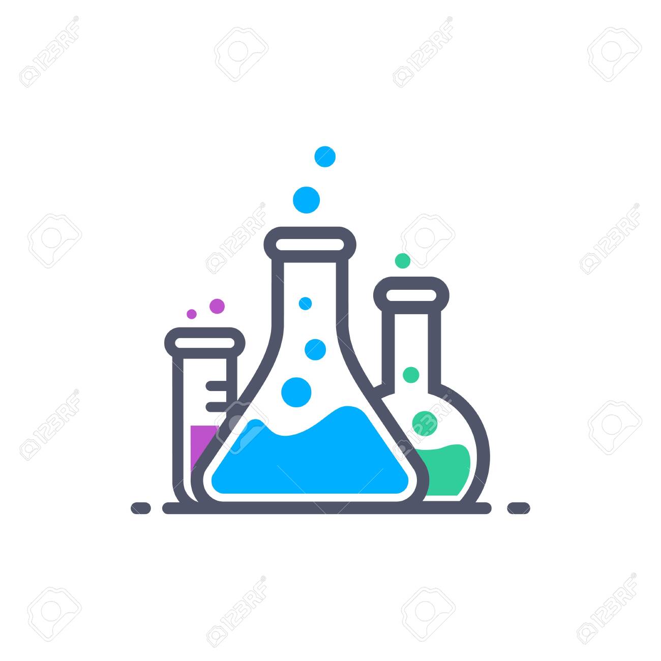 Laboratory Beakers Icon Hemical Experiment In Flasks Hemistry Royalty Free Cliparts Vectors And Stock Illustration Image 130471625