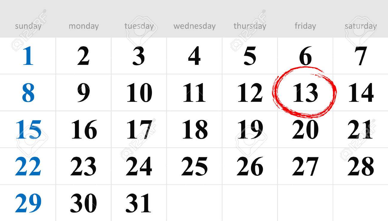 calendar with sunday circled