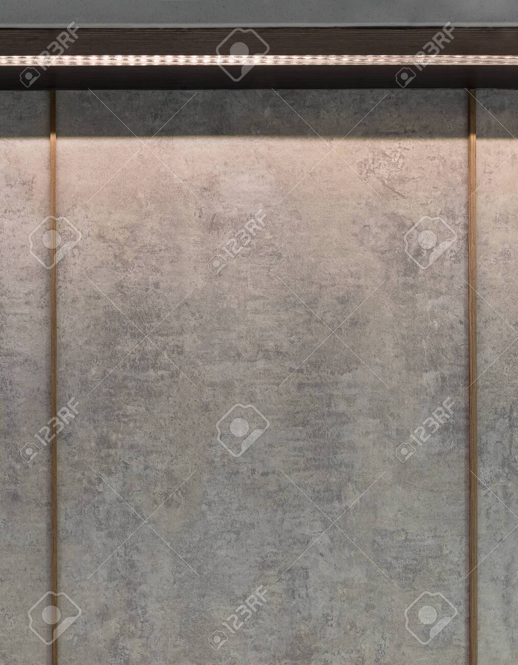 Grey Painted Wooden Panel Closeup With White Light Strip Stock