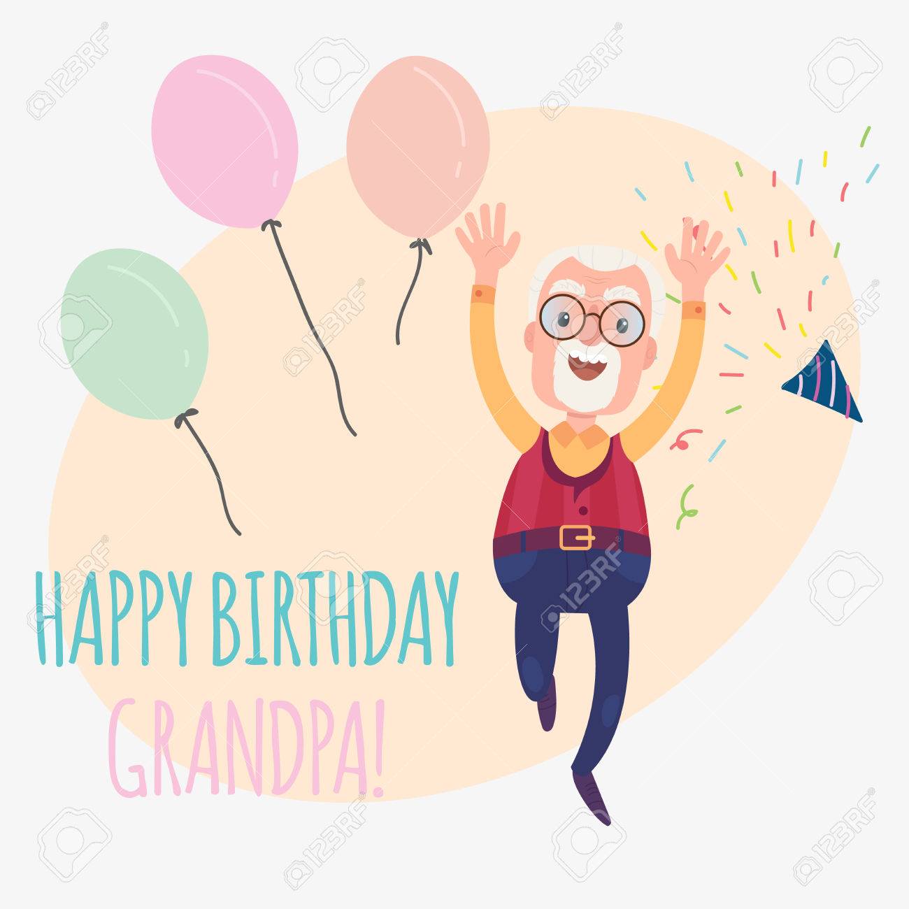 happy birthday grandfather funny birthday card with confetti