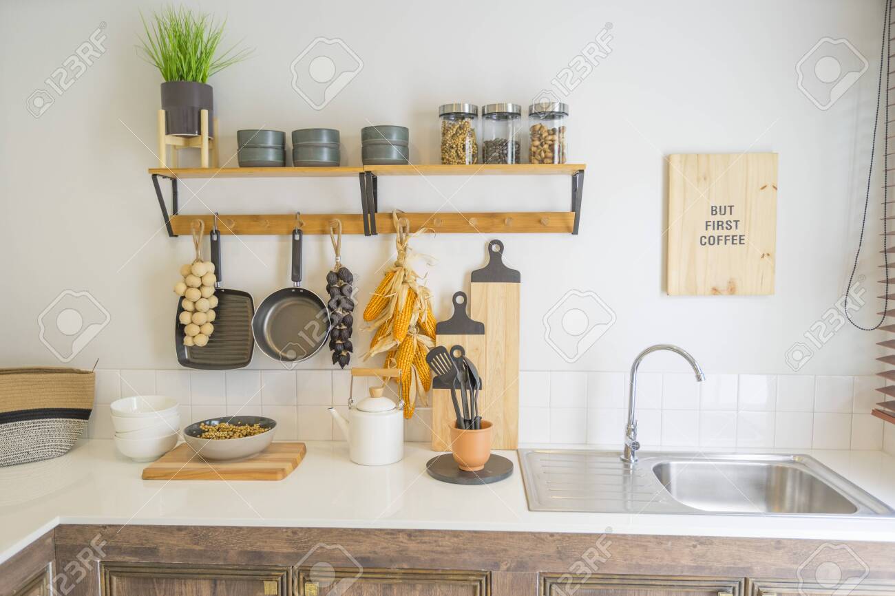 Arrangement Of Dry Food Products Spices And Ceramics Kitchen