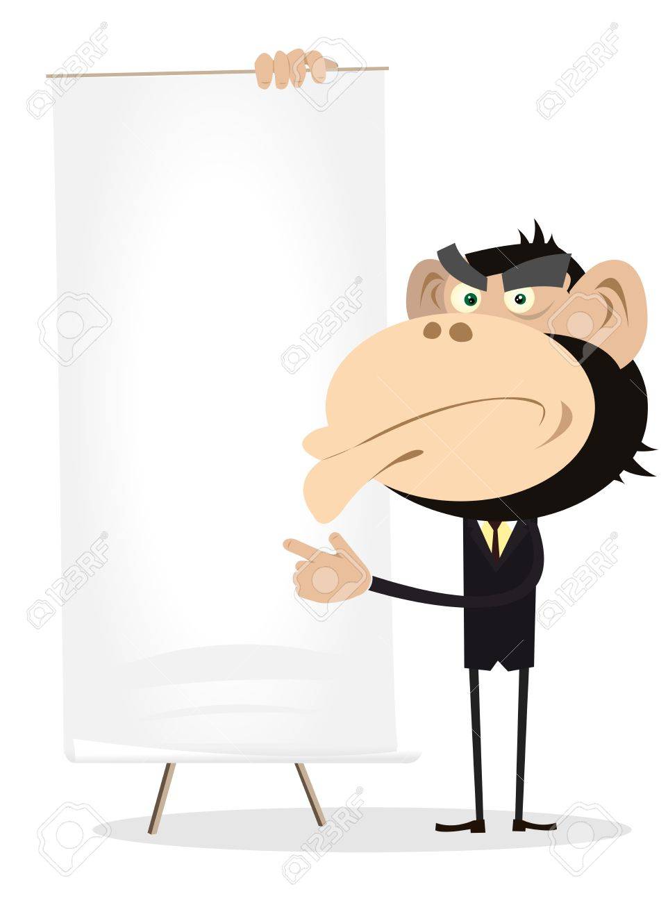 ペーパー ボードを保持している漫画白いゴリラ ビジネスマンのイラストのイラスト素材 ベクタ Image ペーパー ボードを保持している漫画白いゴリラ ビジネスマンのイラストのイラスト素材 ベクタ Image