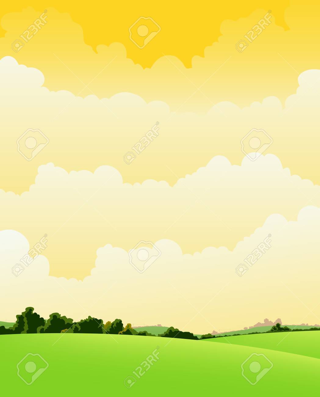 イラスト夏や春の嵐で発表おそらく大きな Cloudscape と自然の背景のシーズン のイラスト素材 ベクタ Image