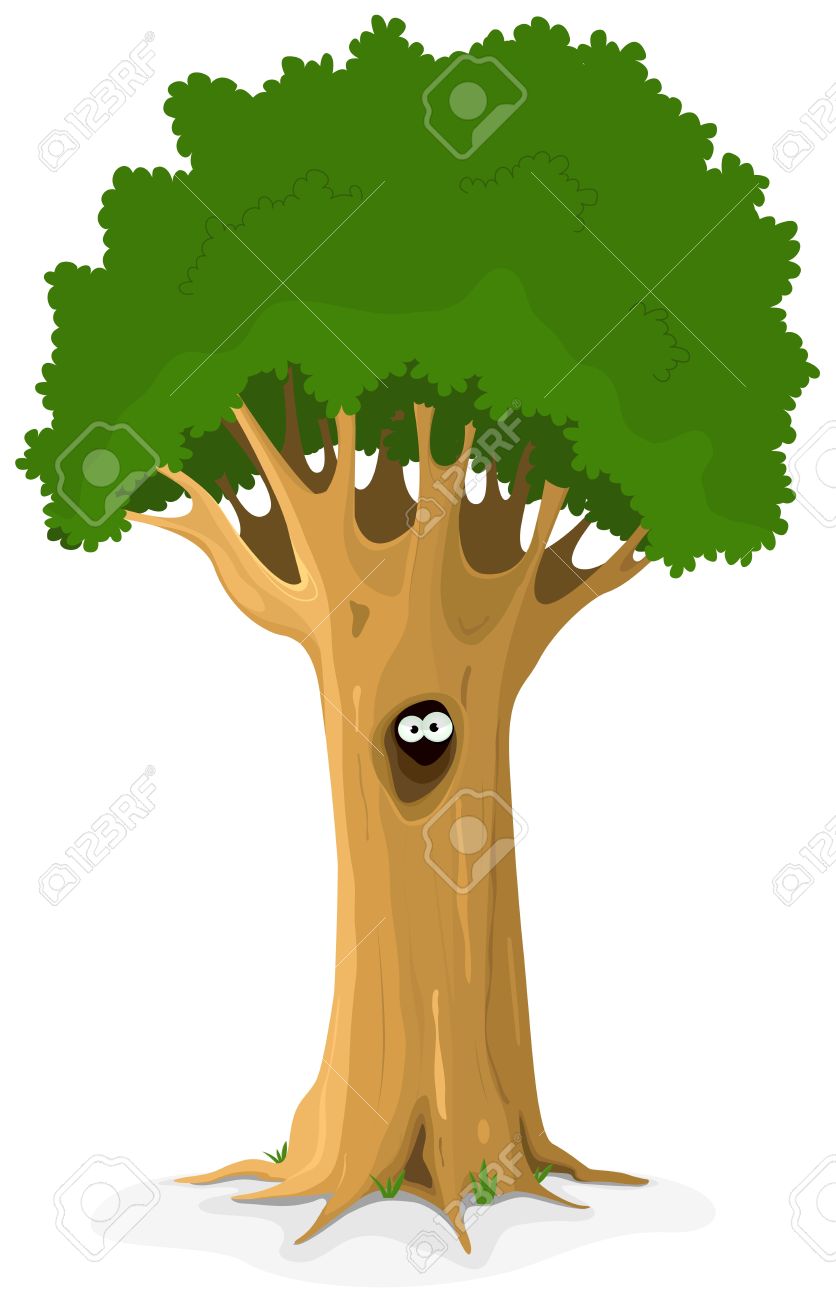 Illustration Of A Cartoon Big Oak Tree With Owl Or Bird Eyes Royalty Free Cliparts Vectors And Stock Illustration Image 17111081