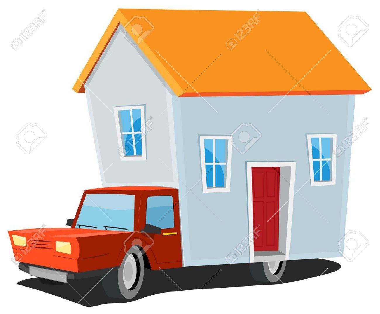 photo Mobile Home Cartoon Images illustration of a cartoon mobile home concept with truck carrying