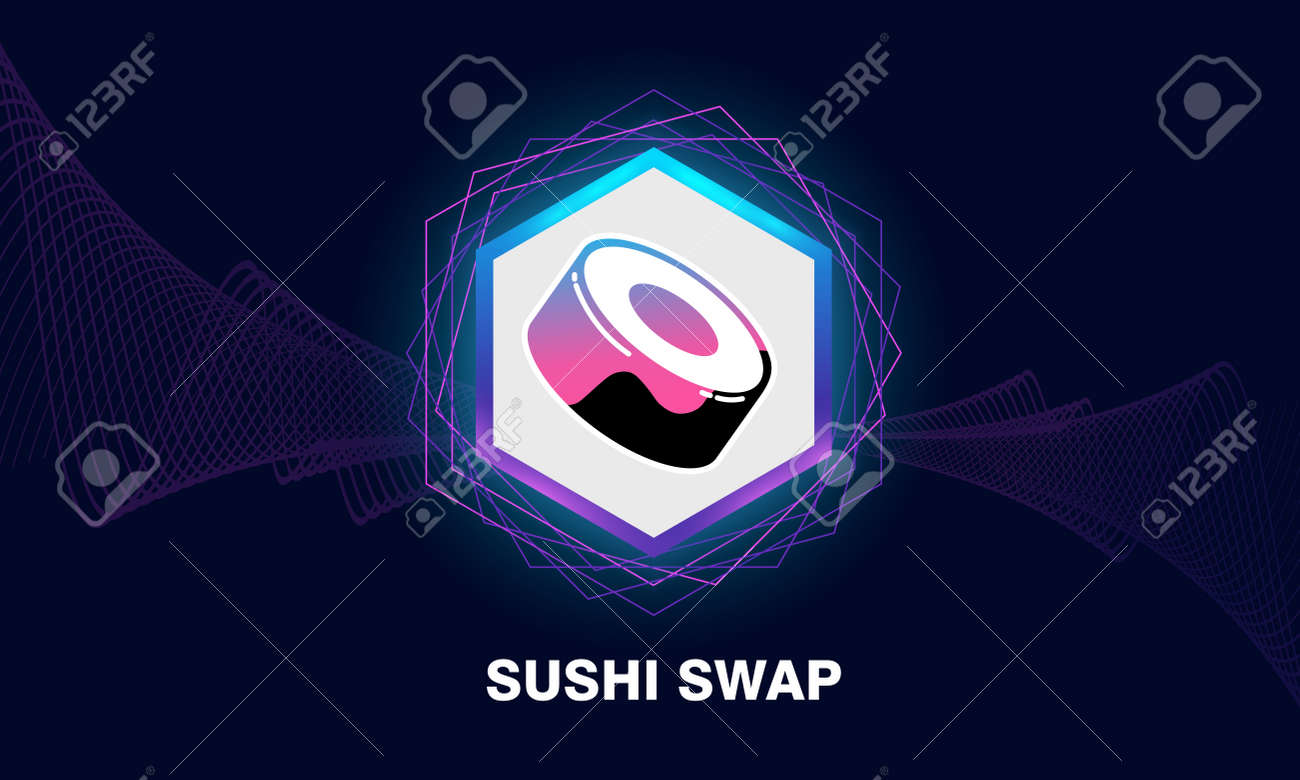 스시 스시스왑 로고 디자인 암호화폐 개념 미래 네온 배경 로열티 무료 사진, 그림, 이미지 그리고 스톡포토그래피. Image  183366972
