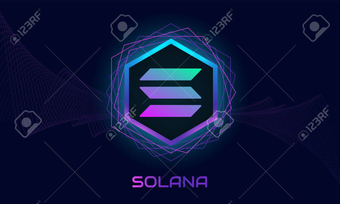 Solana(솔) 로고.암호화폐 보라색 테마 배경.네온 디자인. 로열티 무료 사진, 그림, 이미지 그리고 스톡포토그래피. Image  183367051