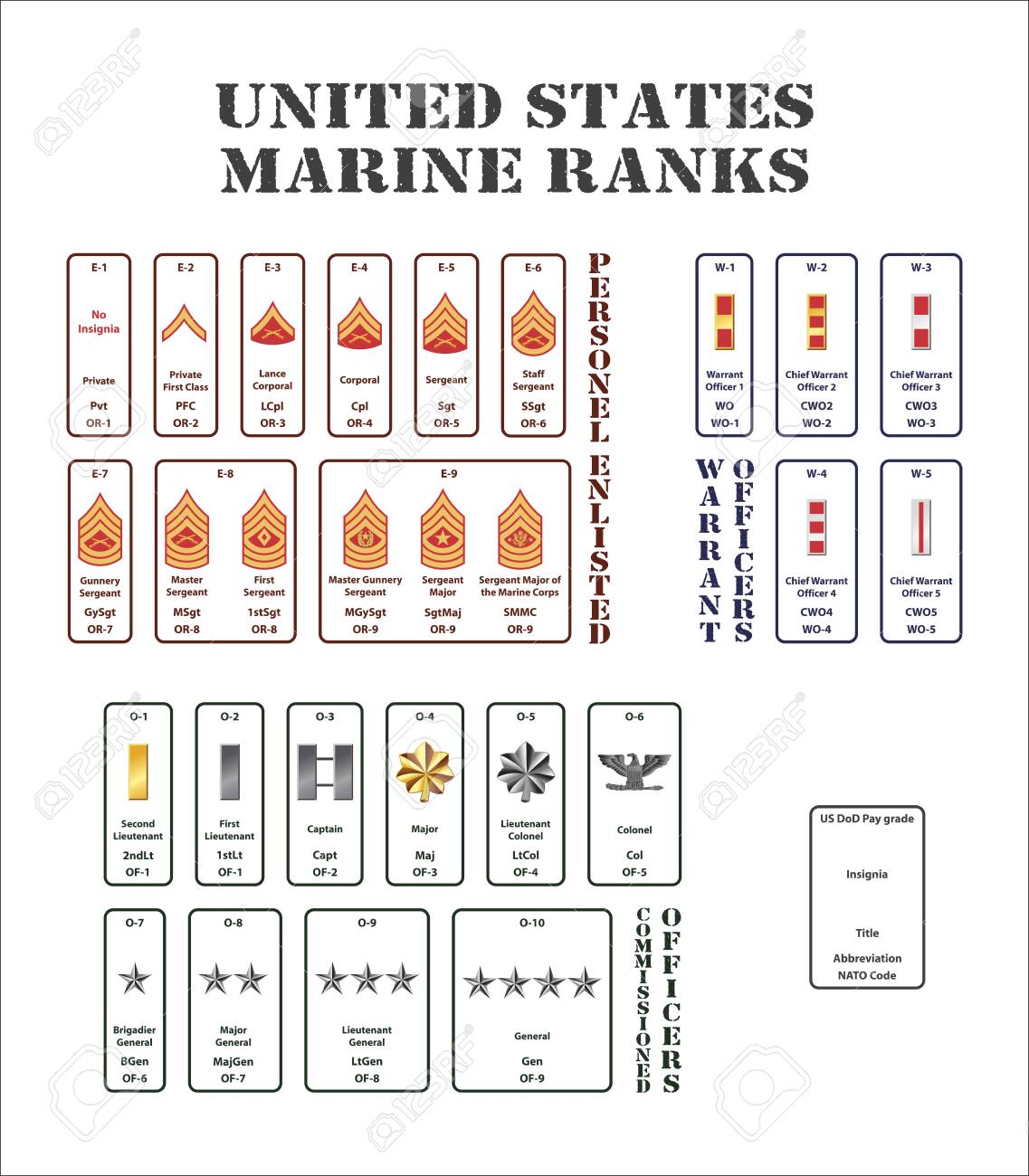 米国海兵隊 階級章など