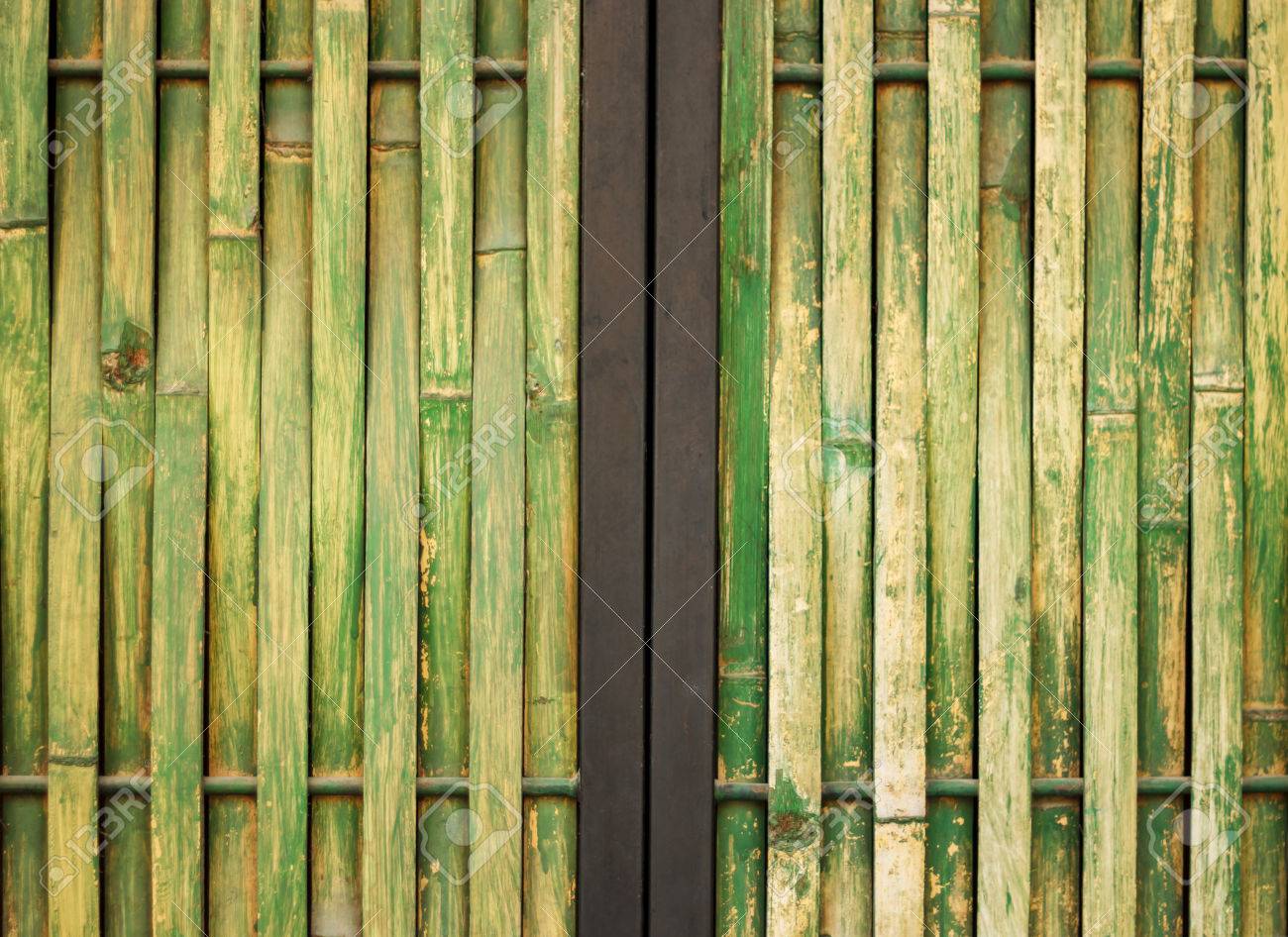 walls green bamboo damaged painted with steel frame background