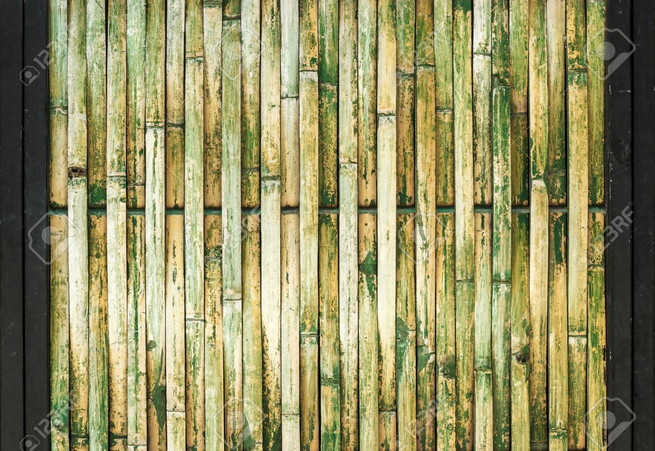 walls green bamboo damaged painted with steel frame background
