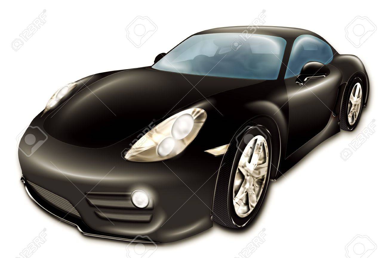 Un Dessin Numerique D Une Voiture De Sport Moderne Noir Isole Sur Fond Blanc Banque D Images Et Photos Libres De Droits Image