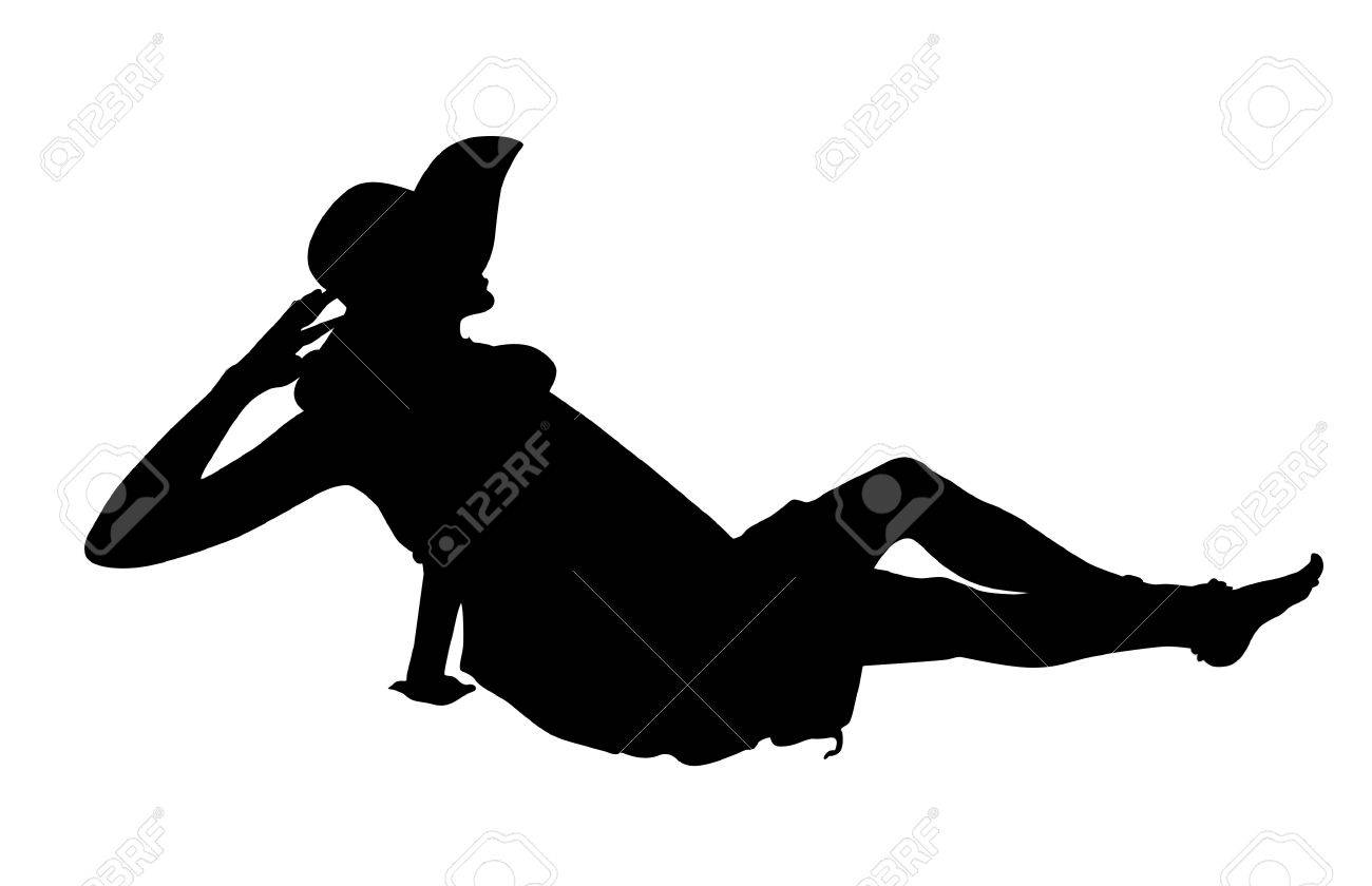 ファッション セクシーな女性のシルエットが横になっている 黒のバックライトが白い背景で隔離のポーズします の写真素材 画像素材 Image