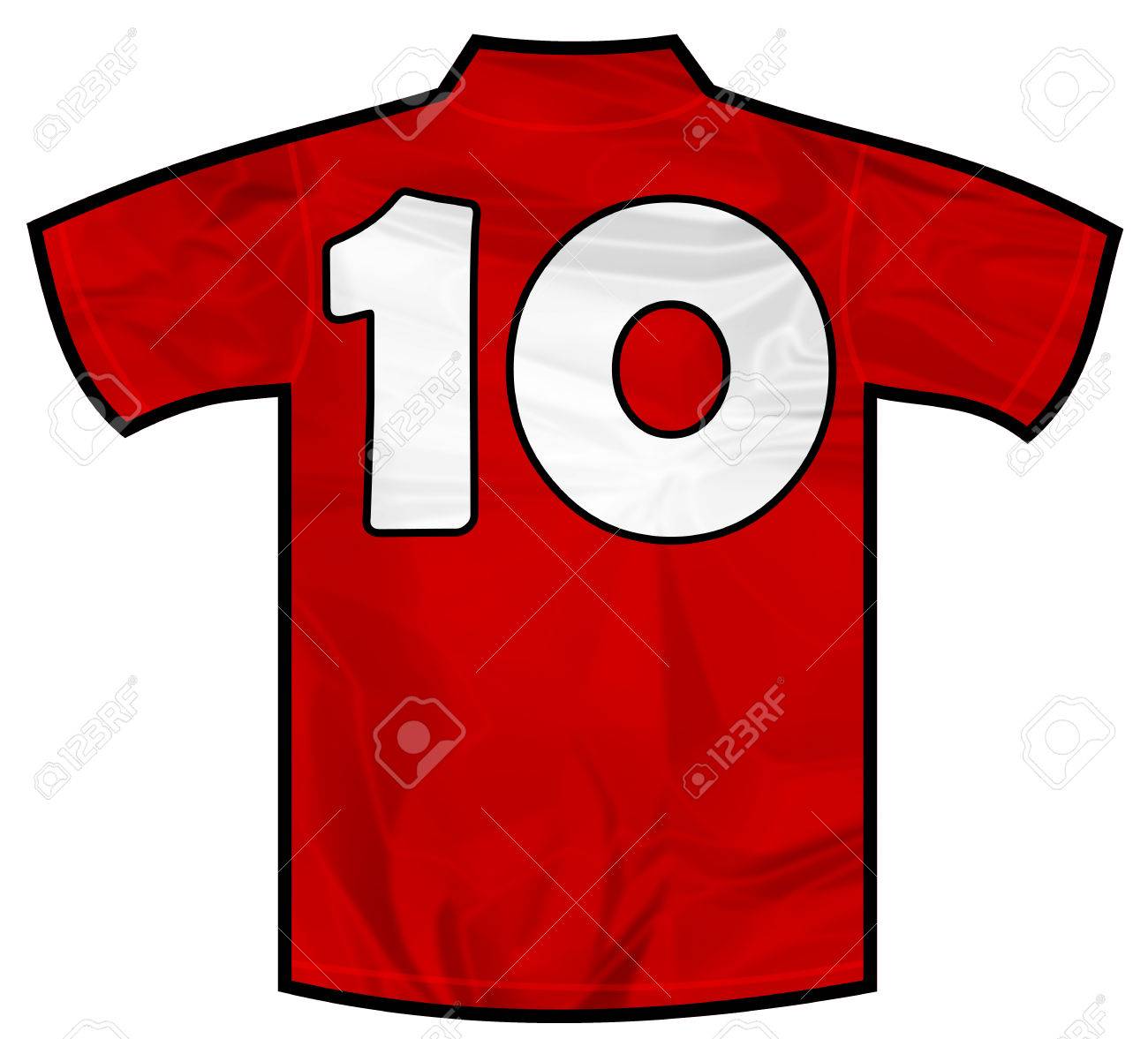 サッカーやホッケー バスケット ラグビー 野球 バレーボール サッカーとして数 10 10 赤いスポーツ シャツ チーム T シャツ です スペインやイギリスやロシアの全国代表チームのような の写真素材 画像素材 Image