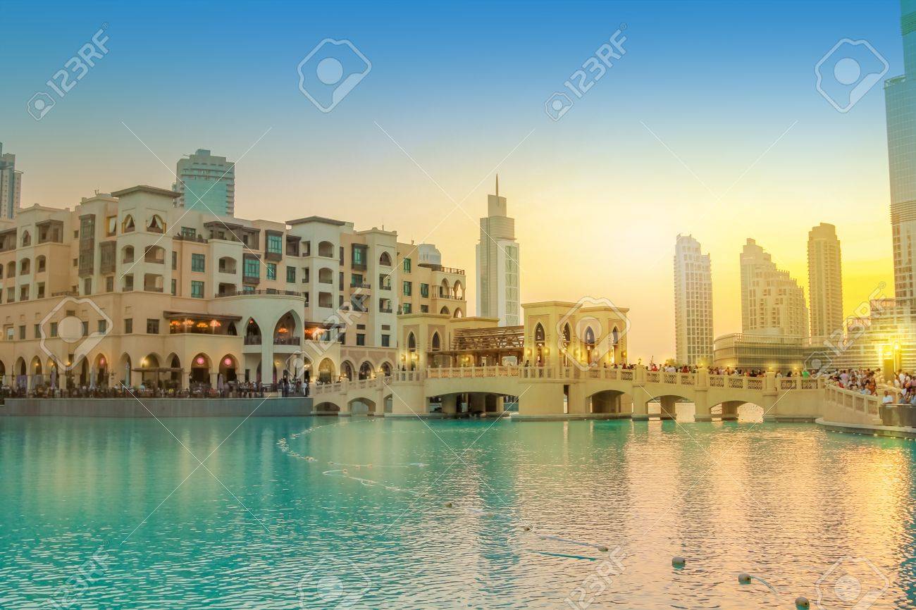Scenic View Of Burj Khalifa Lake A Pool Where They Dance The