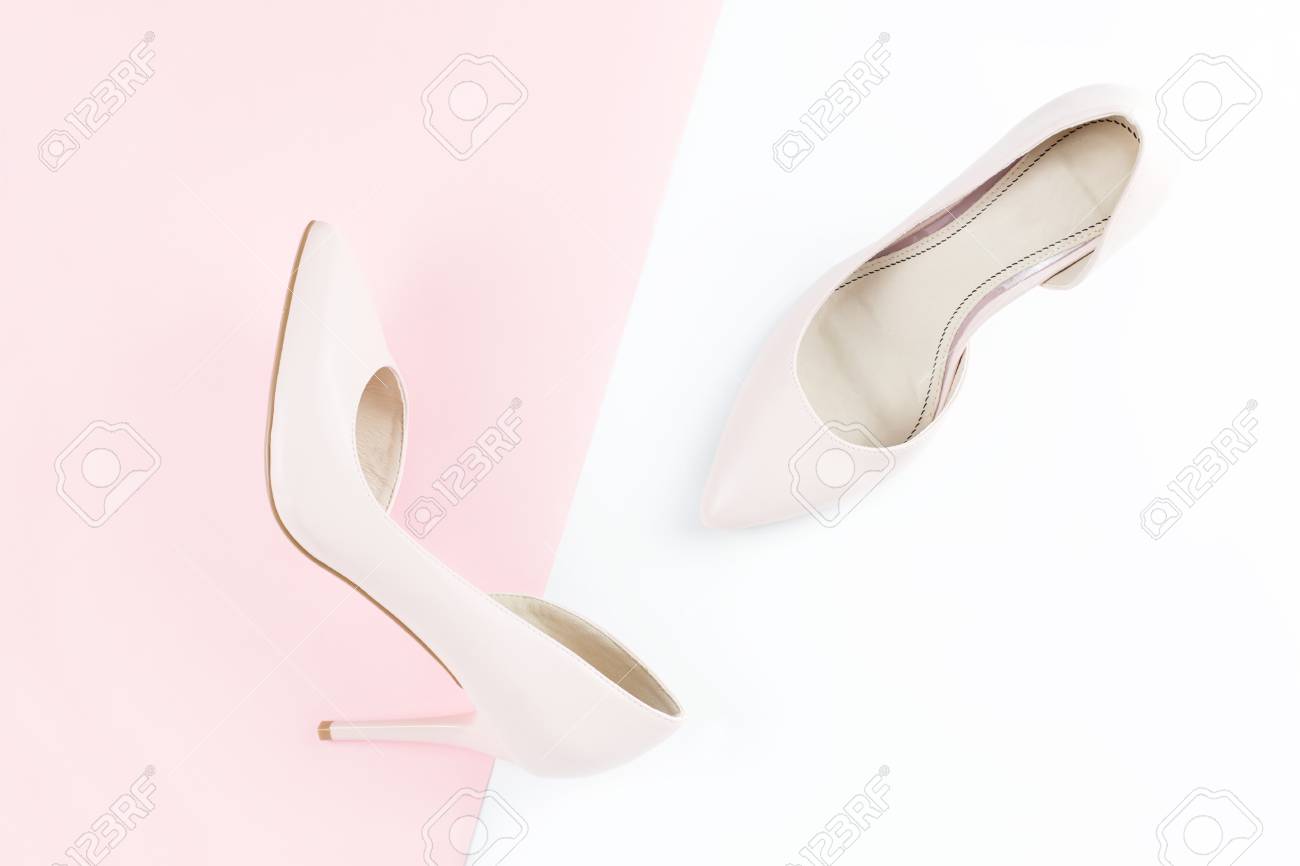 pink and white pumps