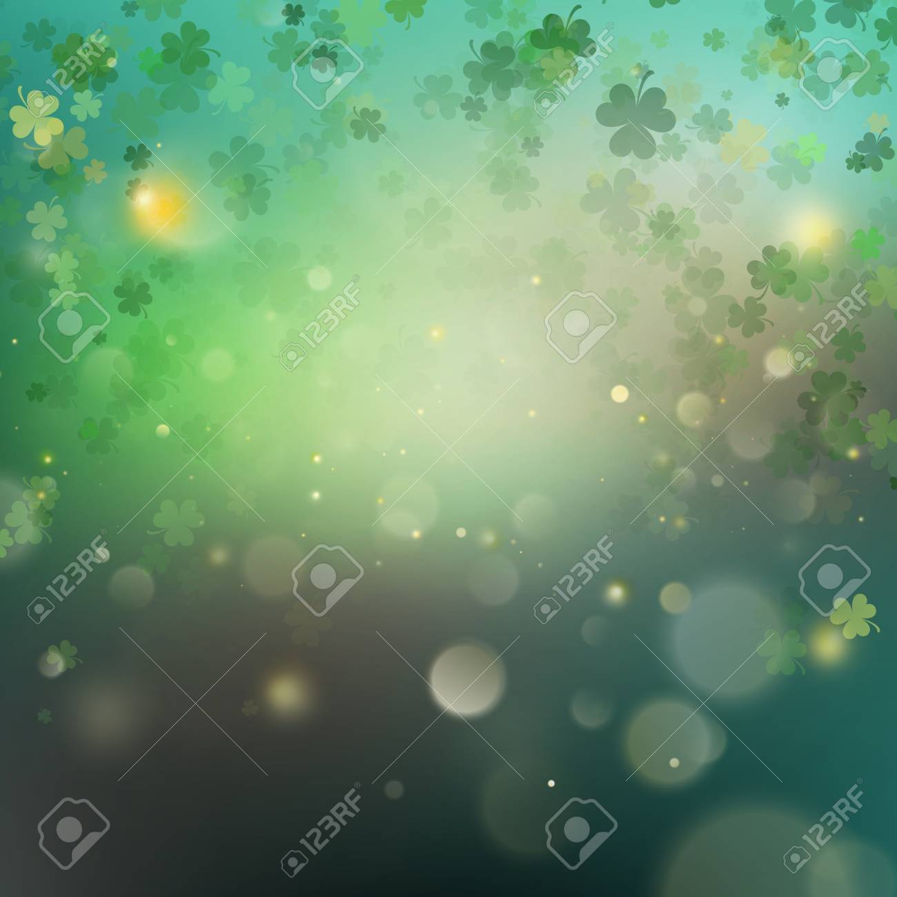 abstract bokeh blur template with trifolium clovers illustration