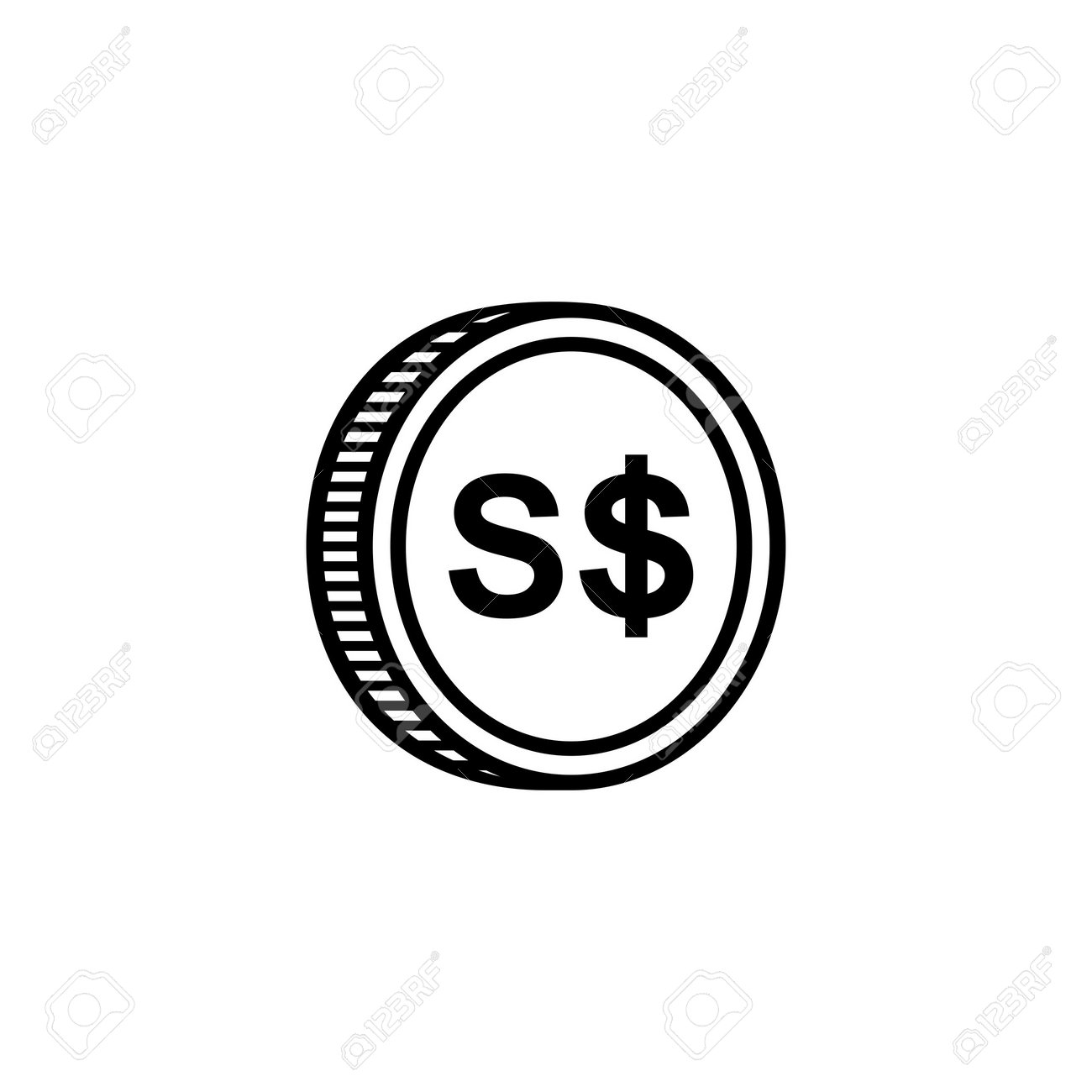 シンガポールの通貨アイコン記号。SGD、シンガポールドル硬貨。ベクターイラストのイラスト素材・ベクター Image 195931501