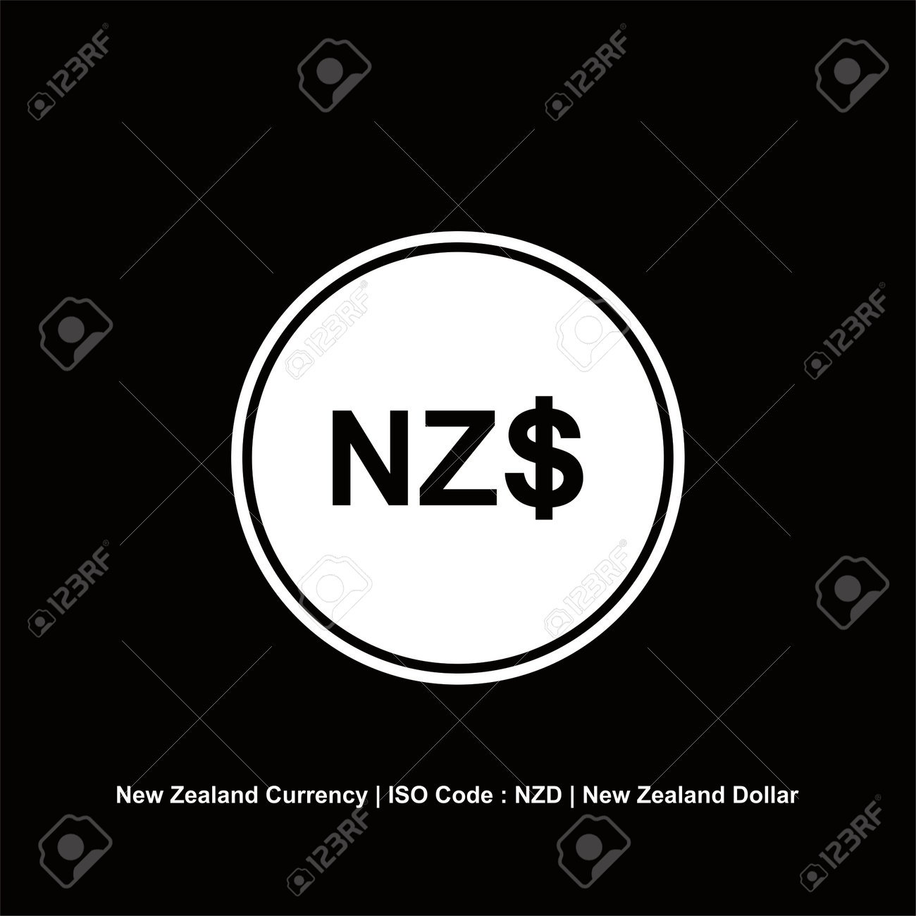 ニュージーランドの通貨アイコン記号。ニュージーランドドル、ニュージーランドドル記号。ベクターイラストのイラスト素材・ベクター Image  193594126