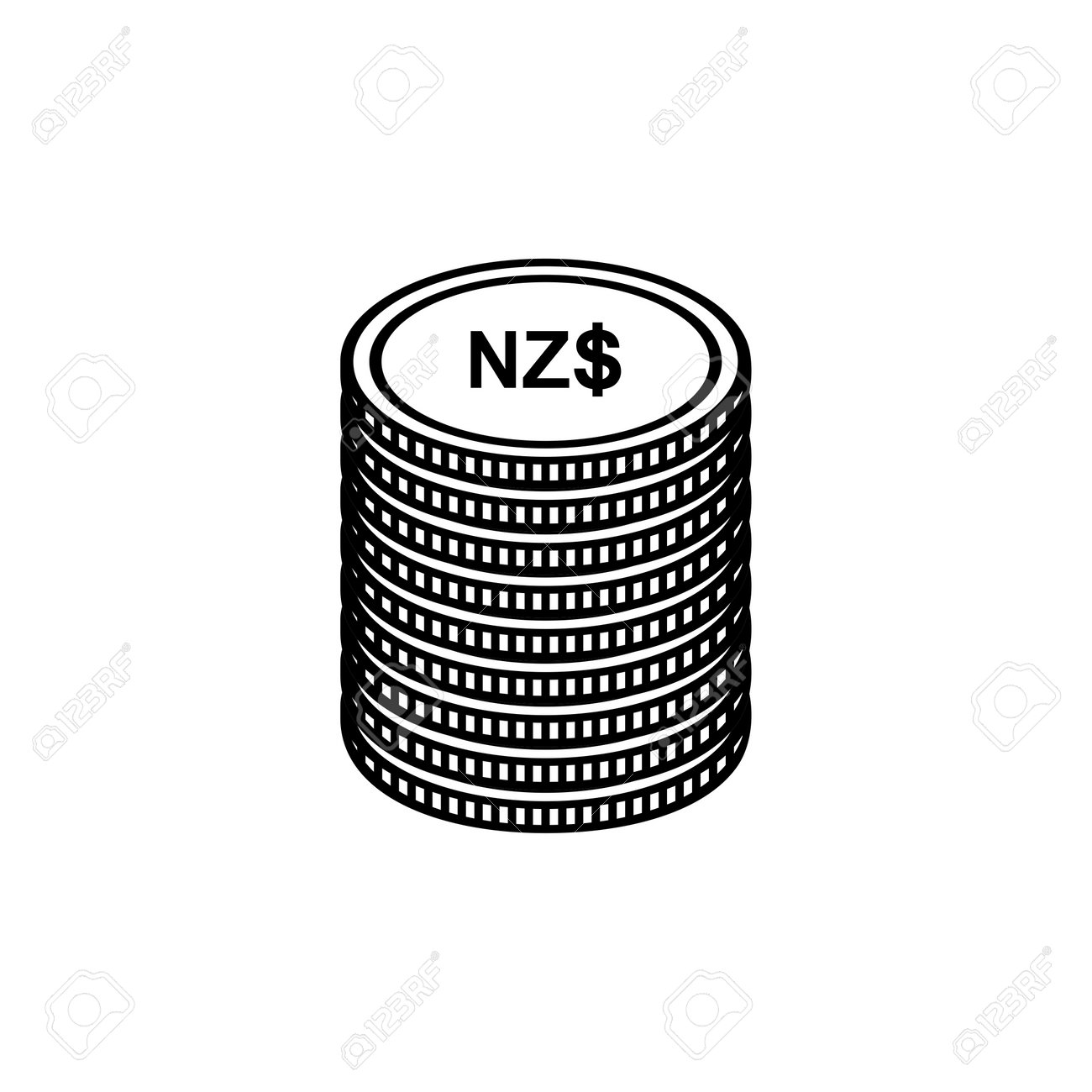 ニュージーランドの通貨アイコン記号。ニュージーランドドル、ニュージーランドドル記号。ベクターイラストのイラスト素材・ベクター Image  193593857