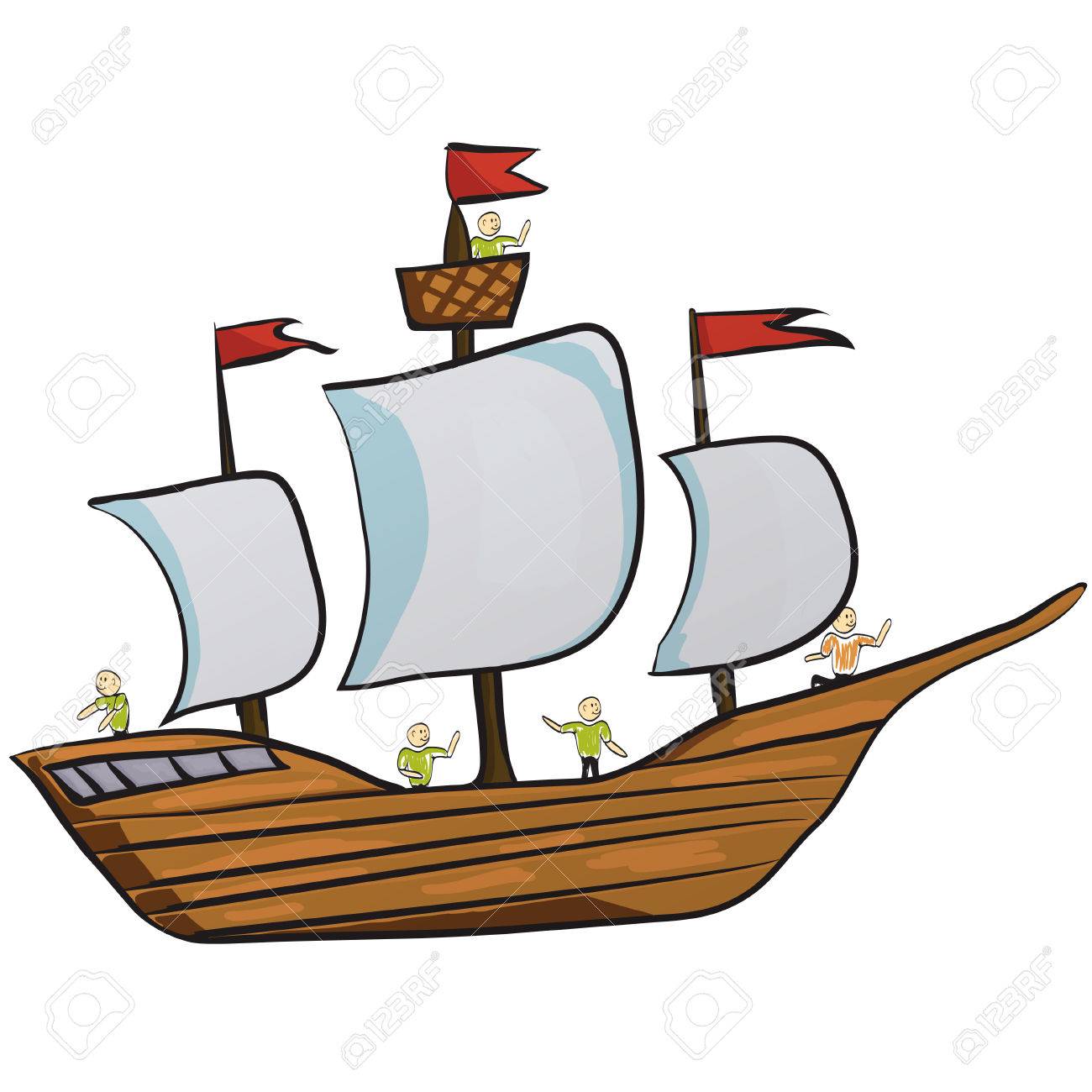 Sailor Sailing Ship On Paper Illustration Royalty Free Cliparts Vectors And Stock Illustration Image