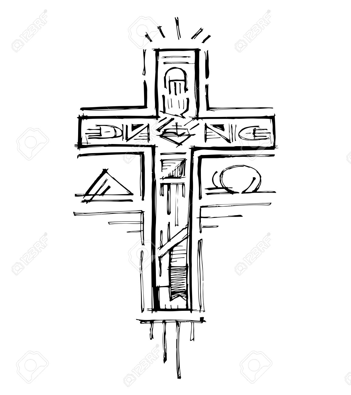 手描きベクトル イラストやさまざまなシンボルで宗教的な十字架の図面 のイラスト素材 ベクタ Image 手描きベクトル イラストやさまざまなシンボルで宗教的な十字架の図面 のイラスト素材 ベクタ Image