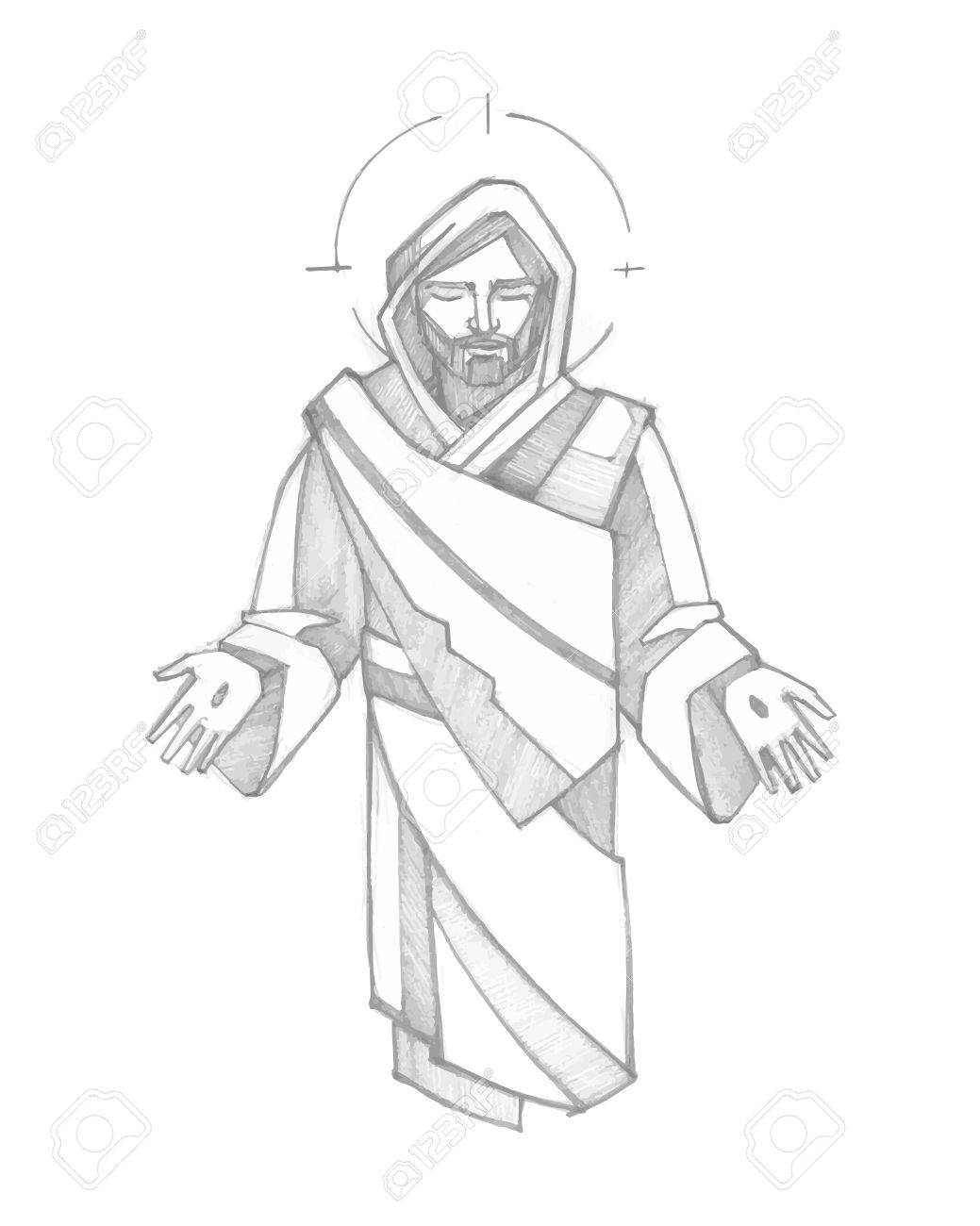 手描きのベクトル図や図面を復活させたイエス キリストのイラスト素材 ベクタ Image