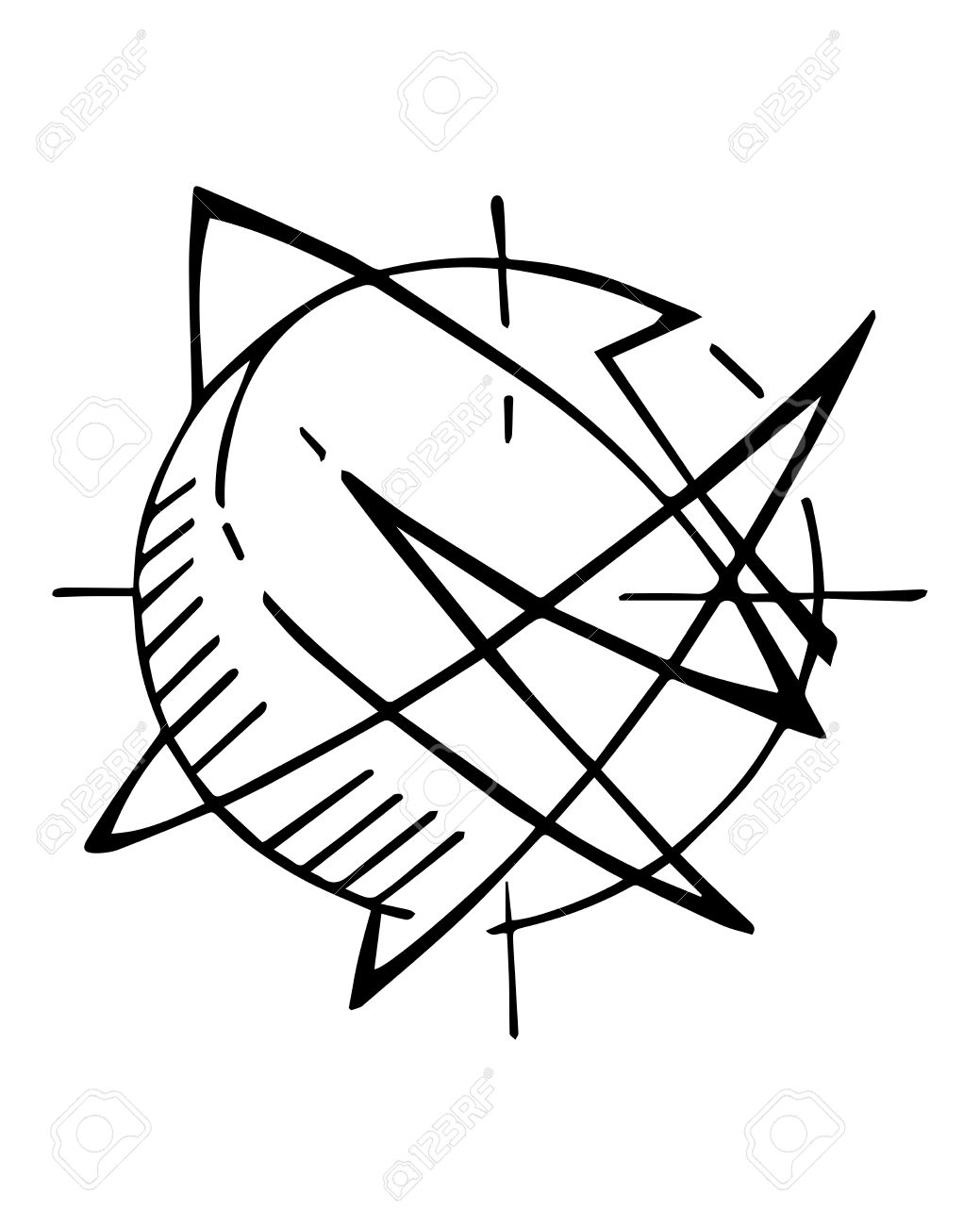 hand drawn illustration or ink drawing of an abstract planet