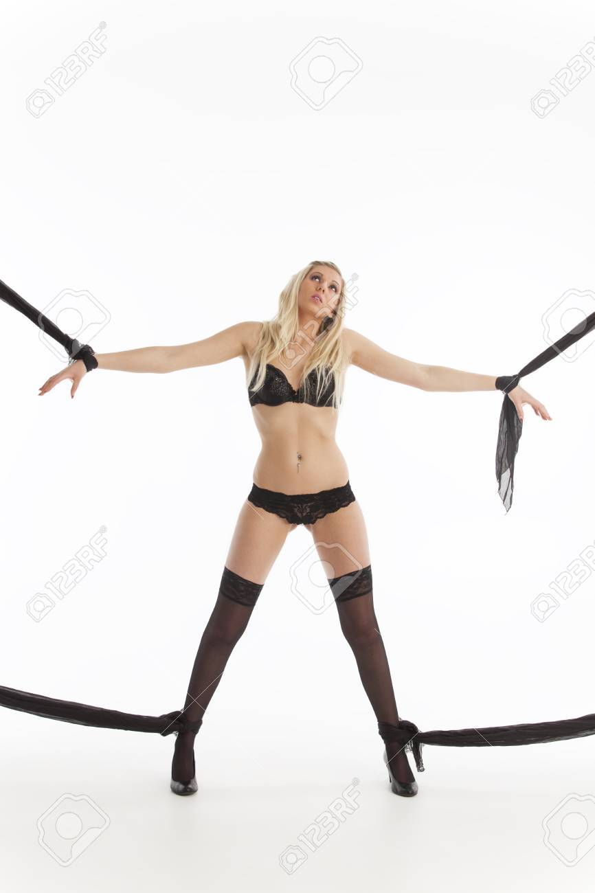Bound Blonde Woman In Underwear Stock Photo, Picture and Royalty Free  Image. Image 96395640.