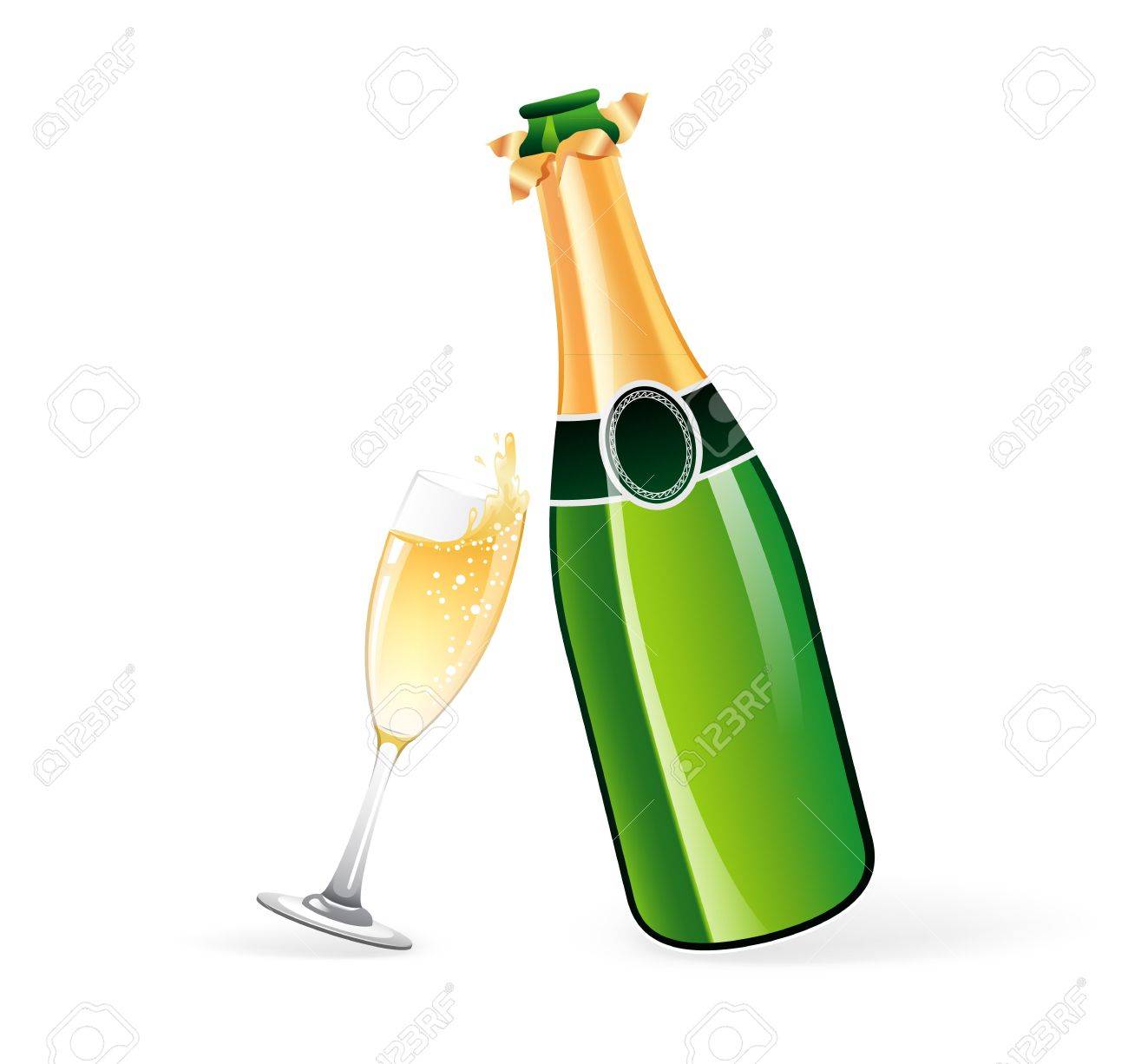 illustration of champagne bottle and glass royalty free cliparts