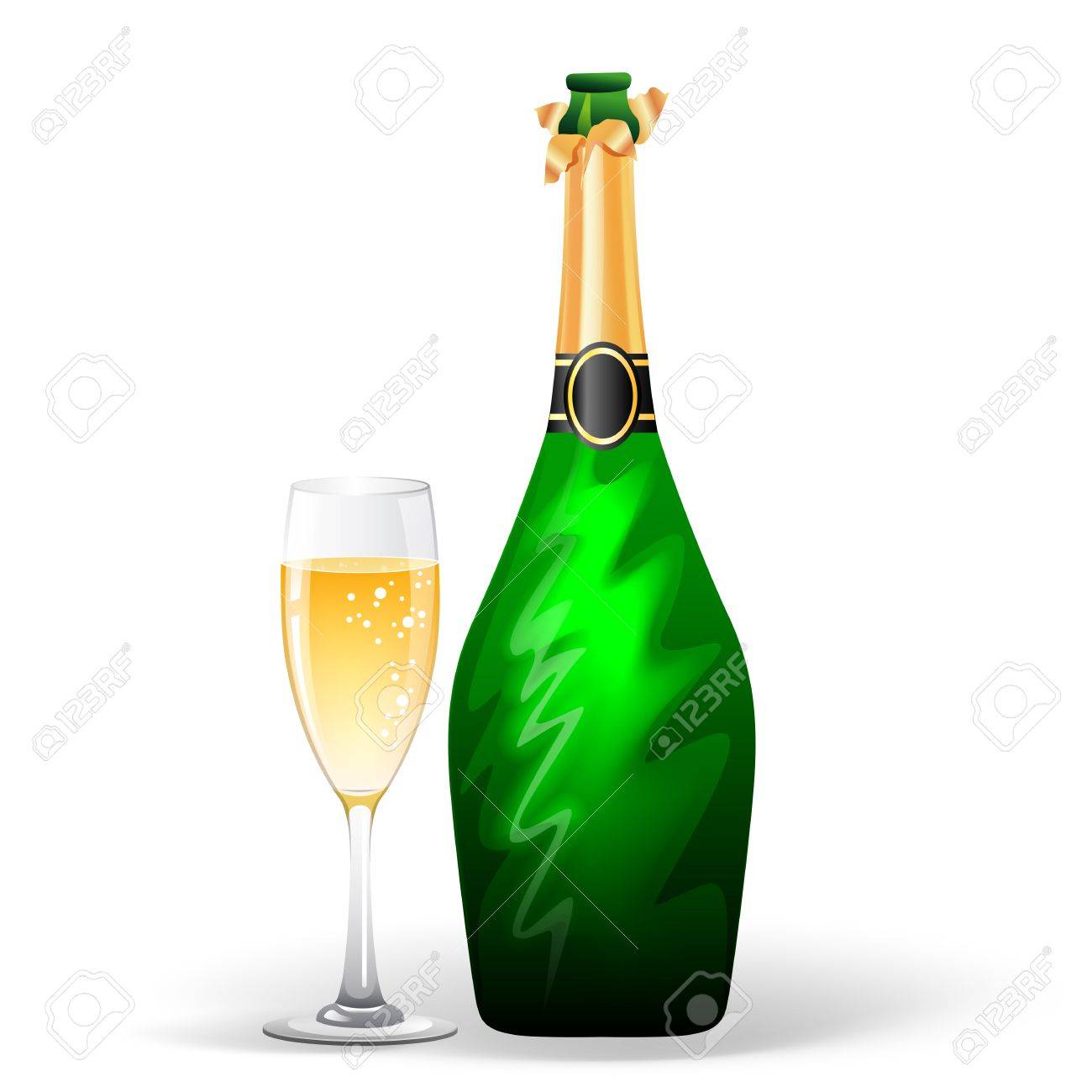 vector illustration eps 10 of champagne bottle and glass royalty