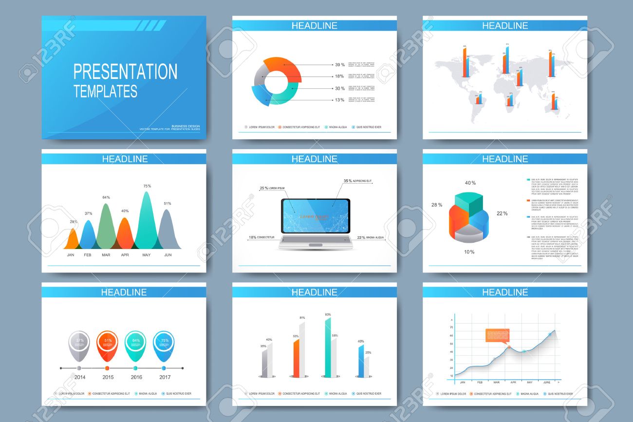 big set of vector templates for presentation slides modern business