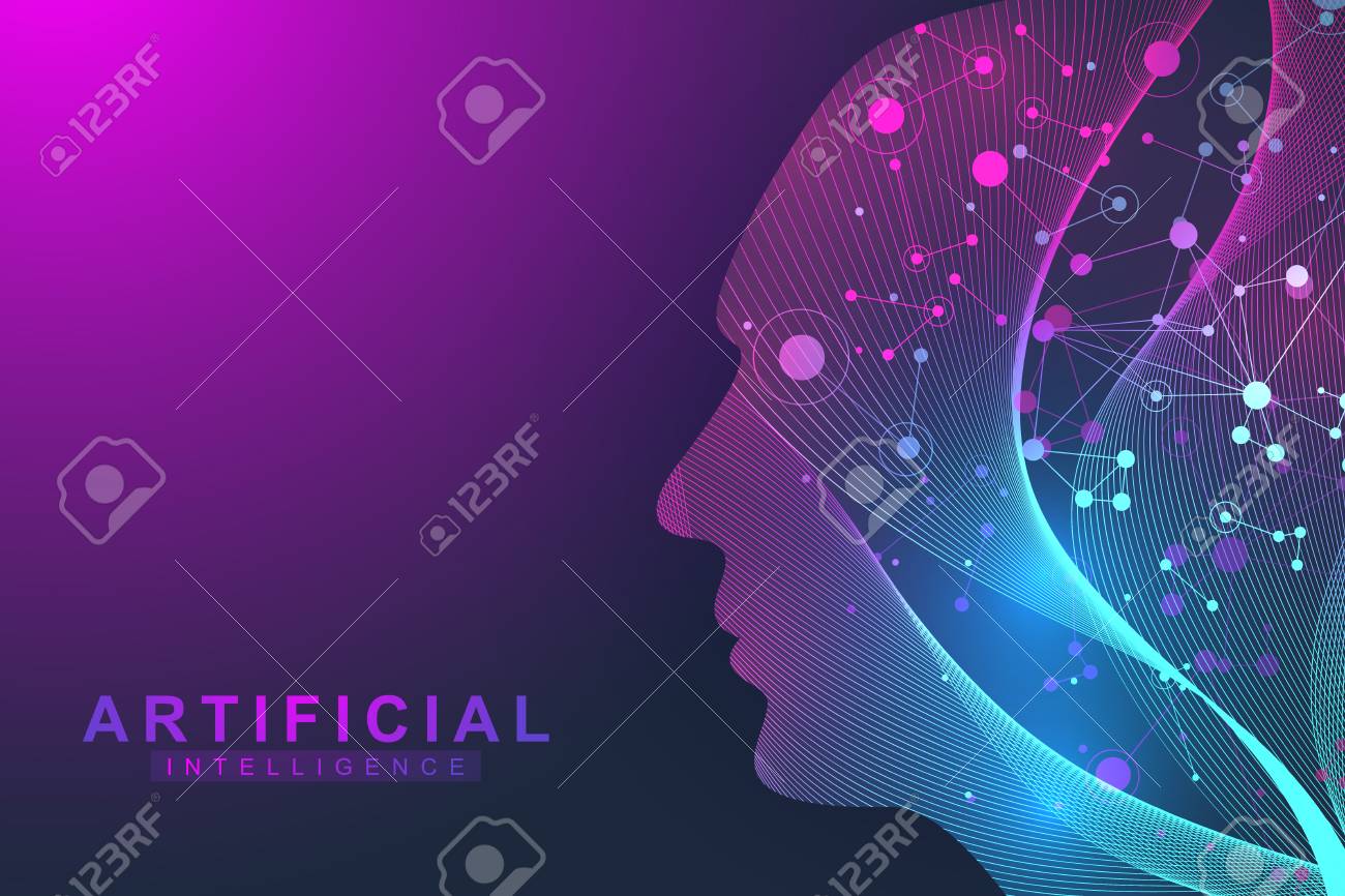 Futuristic Artificial Intelligence and Machine Learning Concept.. Human Big Data Visualization. Wave Flow Communication, Scientific vector illustration. - 103919206 Futuristic Artificial Intelligence and Machine Learning Concept.. Human Big Data Visualization. Wave Flow Communication, Scientific vector illustration. - 103919206