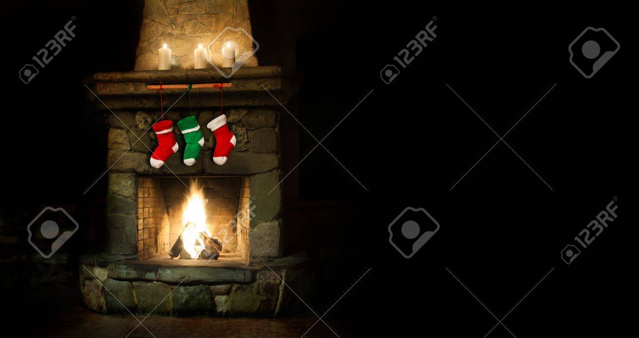 romantic merry christmas postcard template colorful stockings