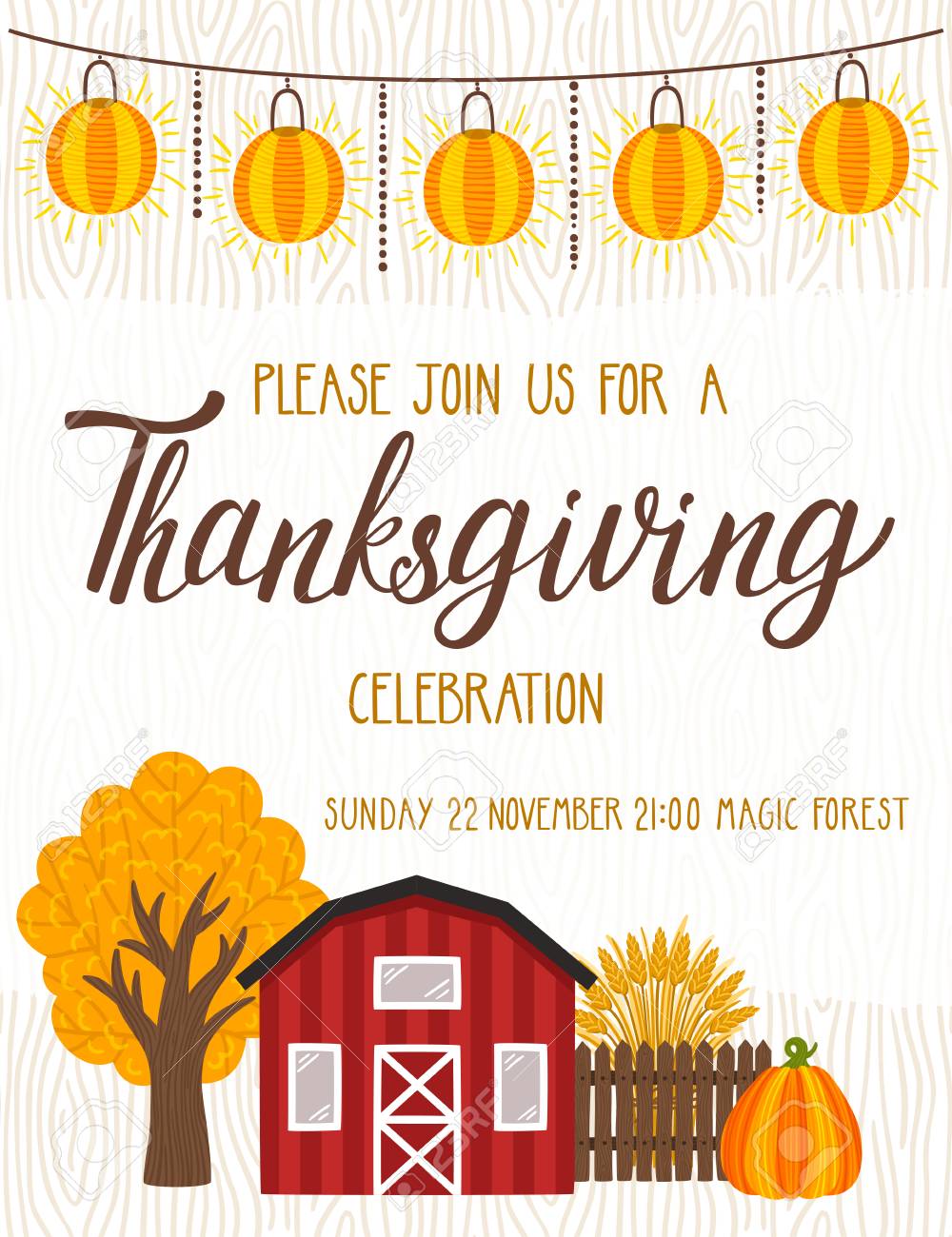 vector thanksgiving invitation template invite for harvest dinner