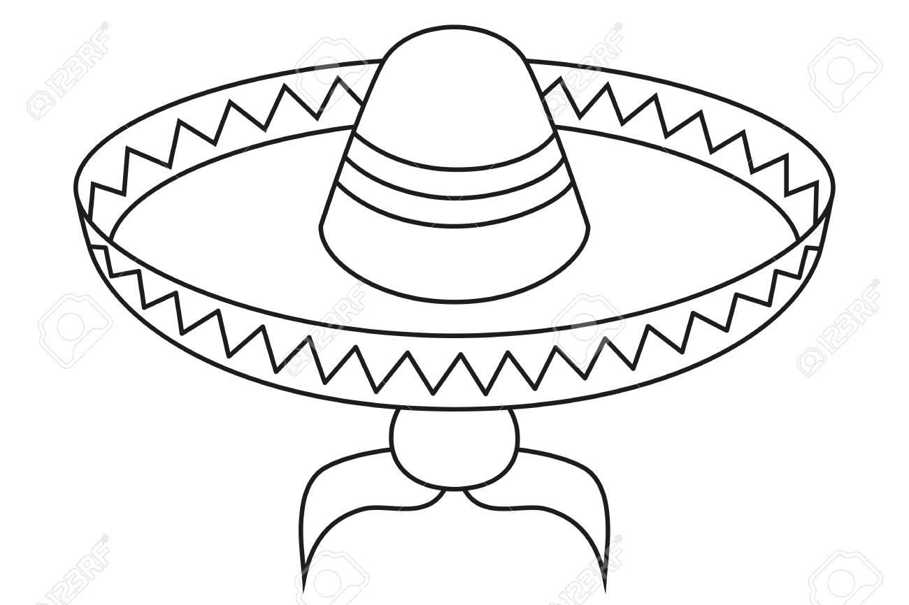 Line Art Black And White Mexican Man Avatar. Fiesta Carnival Hat And  Moustache. Mexico Theme Vector Illustration For Icon, Stamp, Label, Badge,  Certificate, Leaflet, Brochure Or Banner Decoration Royalty Free SVG,  Cliparts,, image size:1300x866