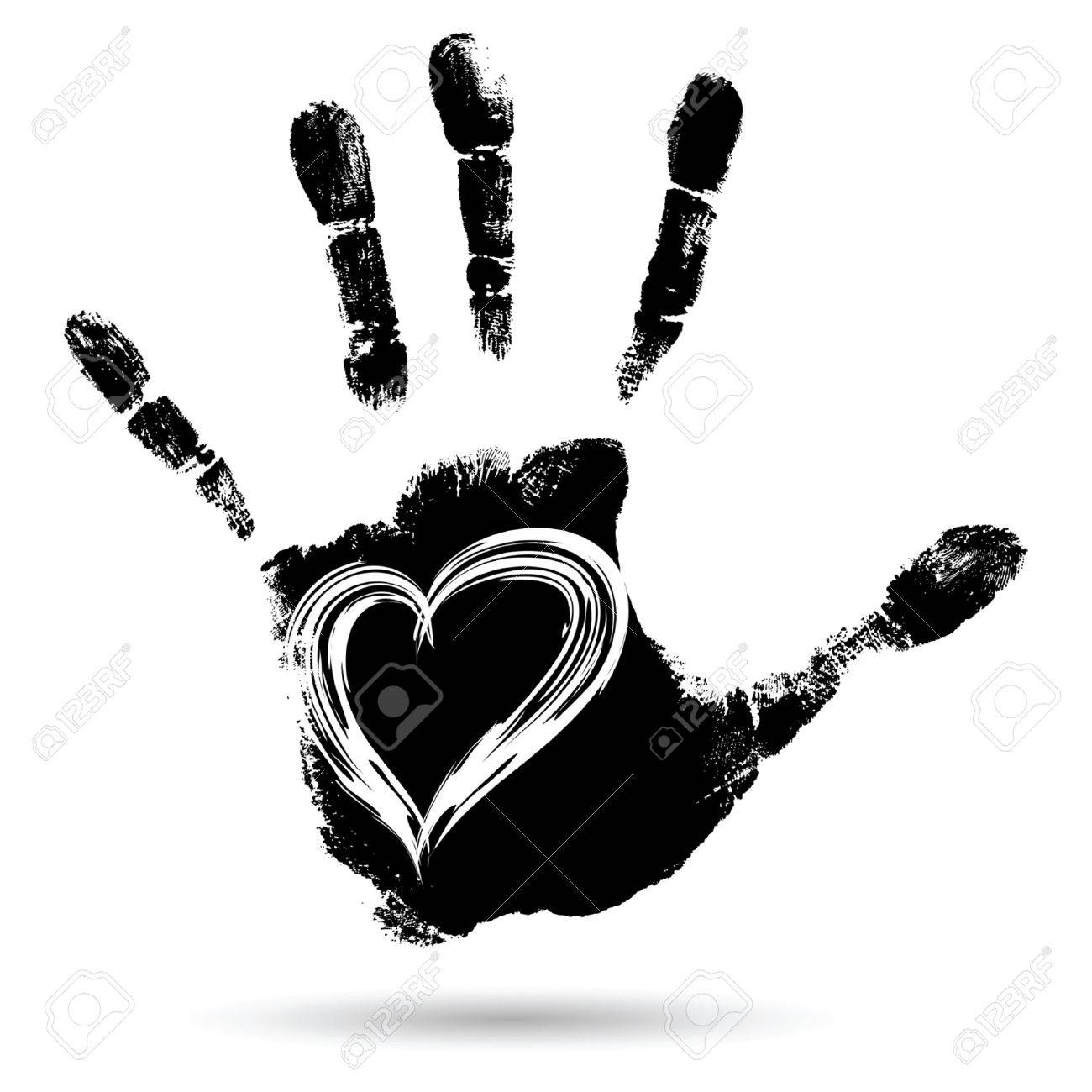 ベクトル概念概念のかわいいペイント人間の手やハート型の白い背景の分離に子供の手形のイラスト素材 ベクタ Image