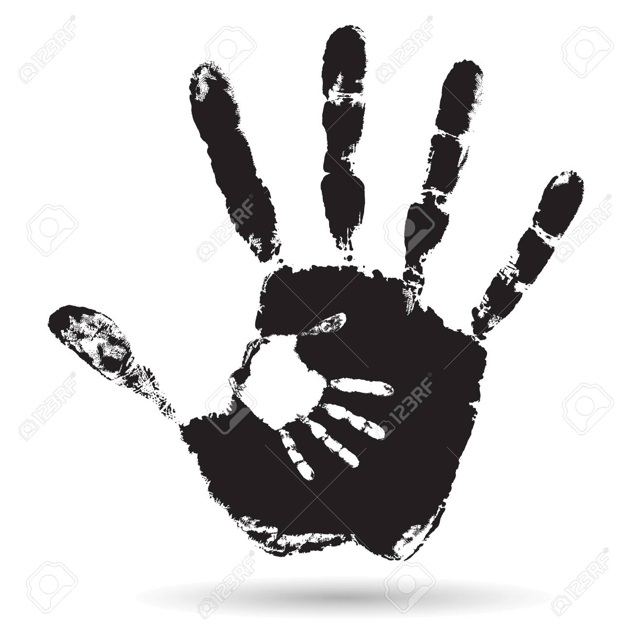concept or conceptual cute black paint hand of mother child