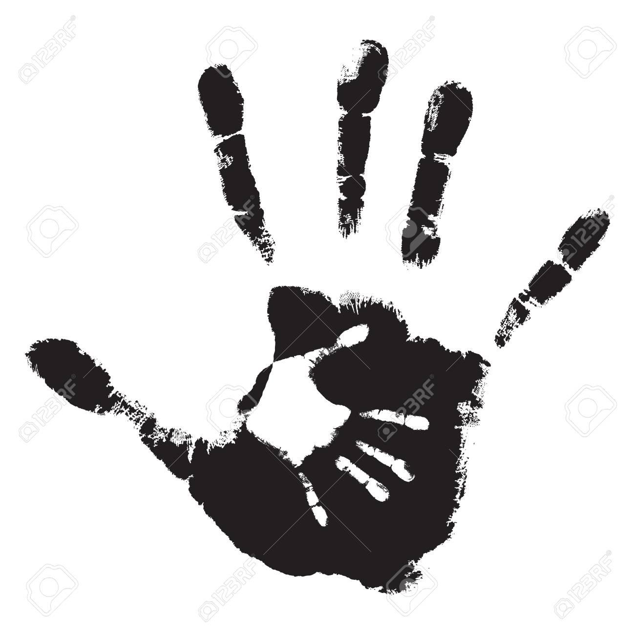 concept or conceptual cute black paint hand of mother child