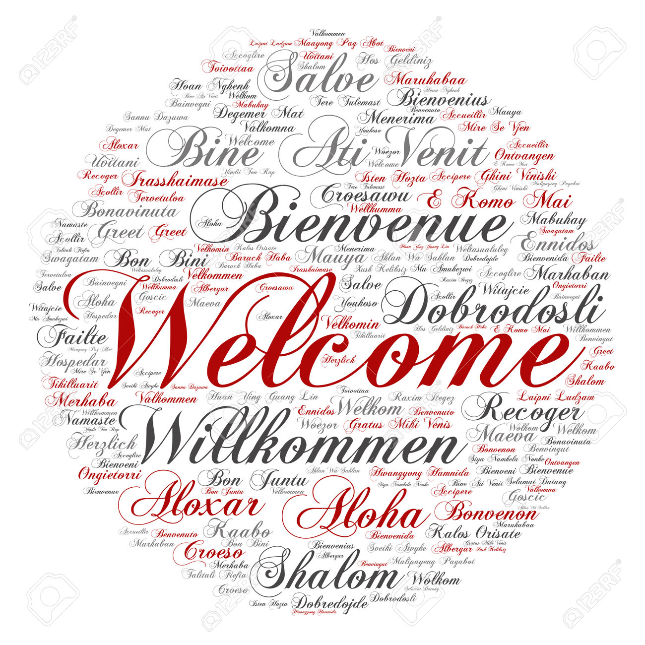 Concept Or Conceptual Abstract Welcome Or Greeting International Word Cloud  In Different Languages Or Multilingual, Metaphor To World, Foreign,  Worldwide, Travel, Translate, Vacation Or Tourism Stock Photo, Picture and  Royalty Free Image., image size:1300x1300