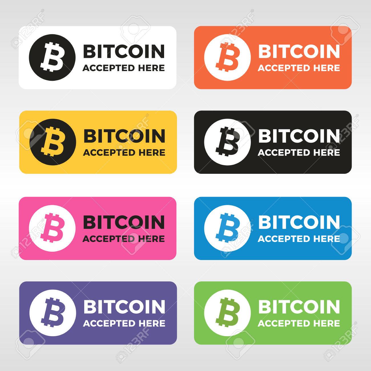 World Cripto Currency Bitcoin Vector Icon. Bitcoin Lable. Bitcoin Sticker  Set. Bitcoin Accepted Here Badges. We Accept Bitcoin Tablets For Web &  Print. Bitcoin Sign Vector. Royalty Free SVG, Cliparts, Vetores, e