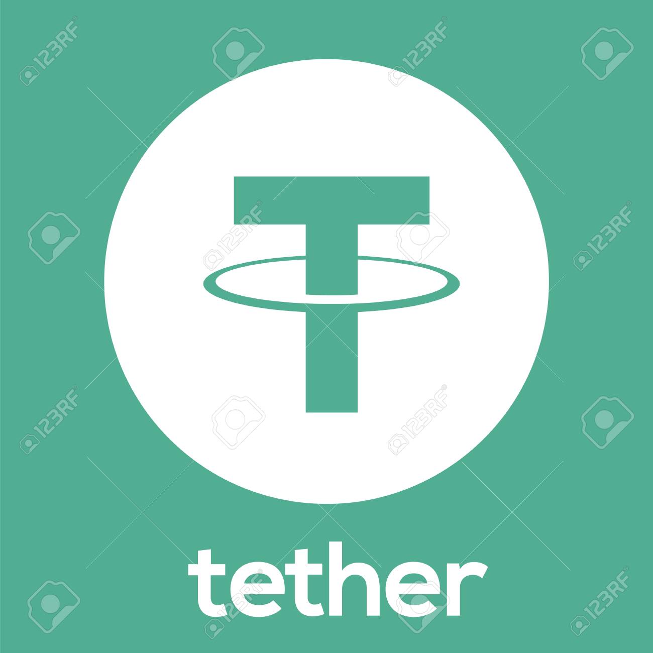 テザー(USDT)ブロックチェーンデジタルマネー暗号通貨ベクトルグリーンホワイトロゴ。のイラスト素材・ベクター Image 95390950