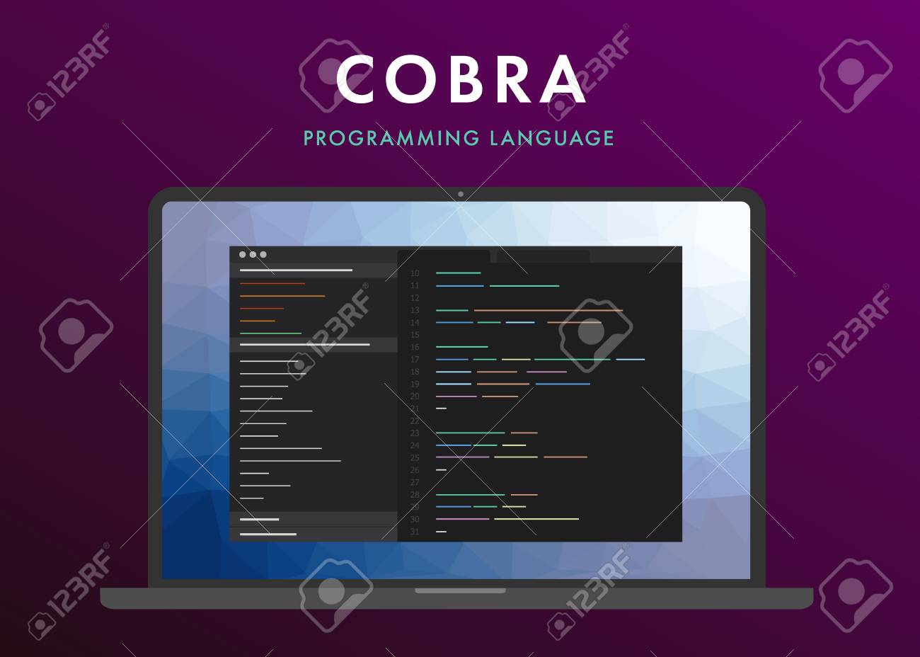Cobra Programming Language. Learning Concept On The Laptop Screen 