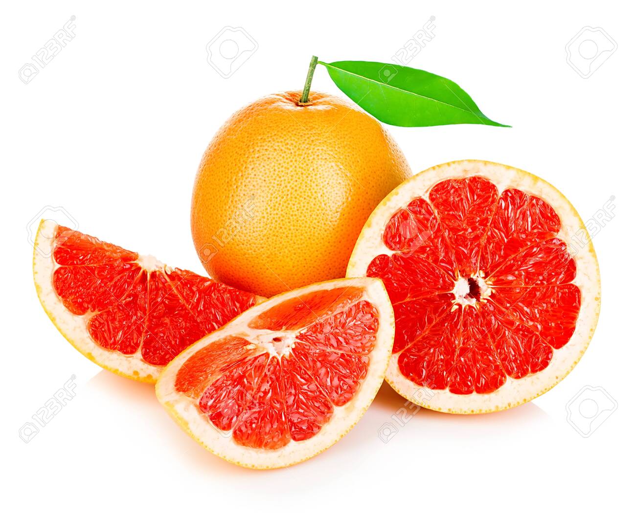 Grapefruits with leaf isolated on white background. - 126197365 Grapefruits with leaf isolated on white background. - 126197365