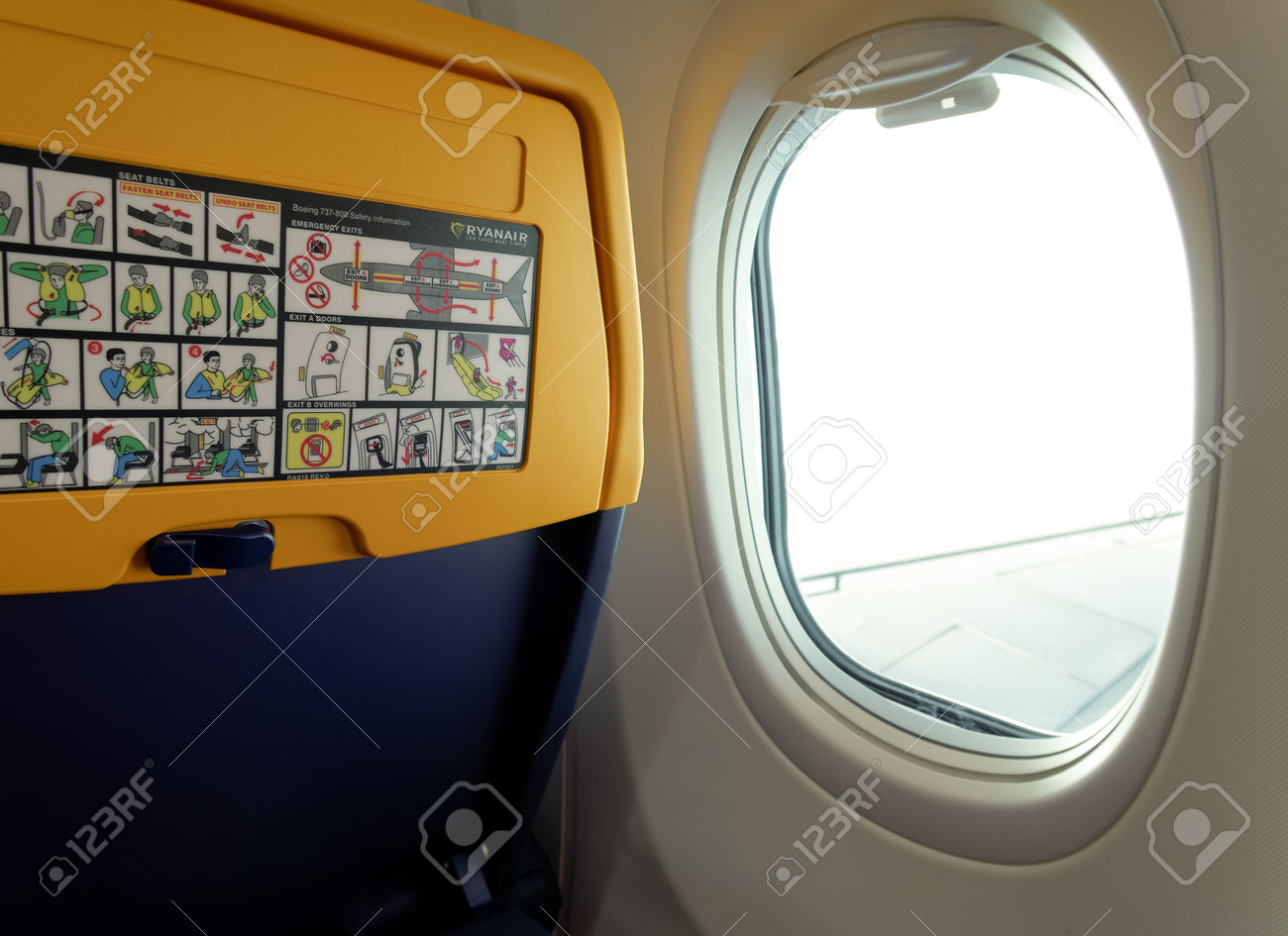 New Seat Inside A Ryanair Boeing 737 800 Aircraft With Safety Stock Photo Picture And Royalty Free Image Image 72051932